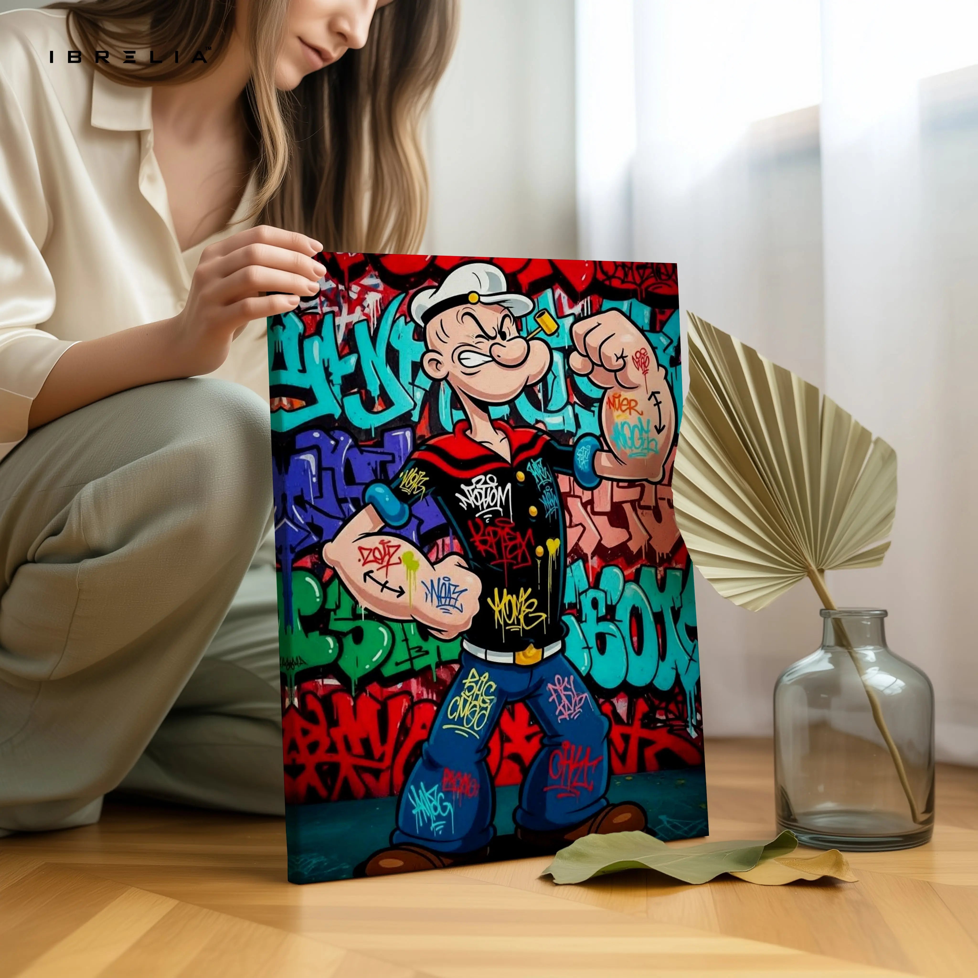 Popeye Street Power Graffiti Art – Urban Muscle Pop Art | 4K Ultra Wrap Frame Wall Art in Pakistan | IBRELIA™ IBRELIA