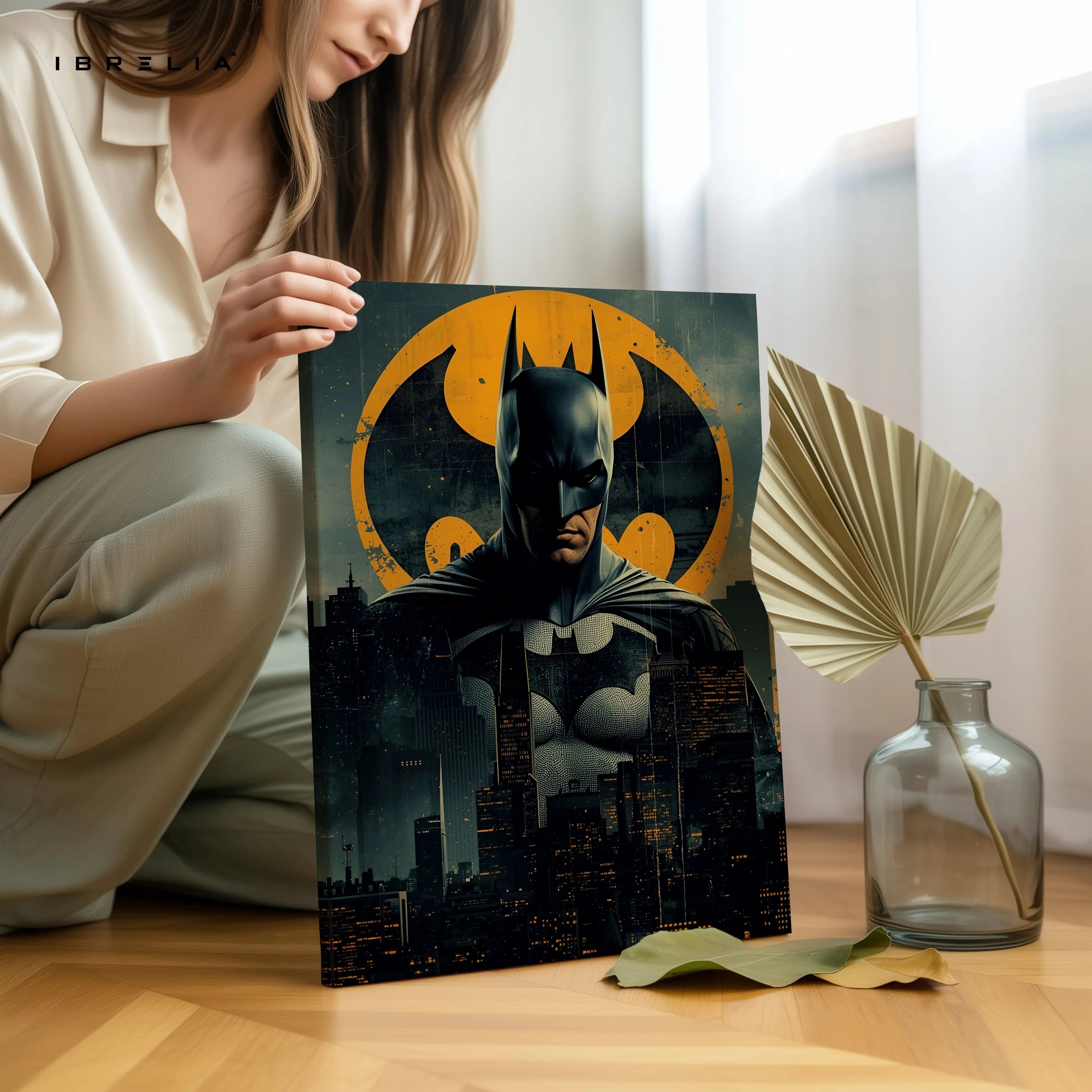 Dark Knight Vigilante – Gotham Noir Superhero Wall Art | 4K Ultra Wrap Frame Wall Art in Pakistan | IBRELIA™ IBRELIA