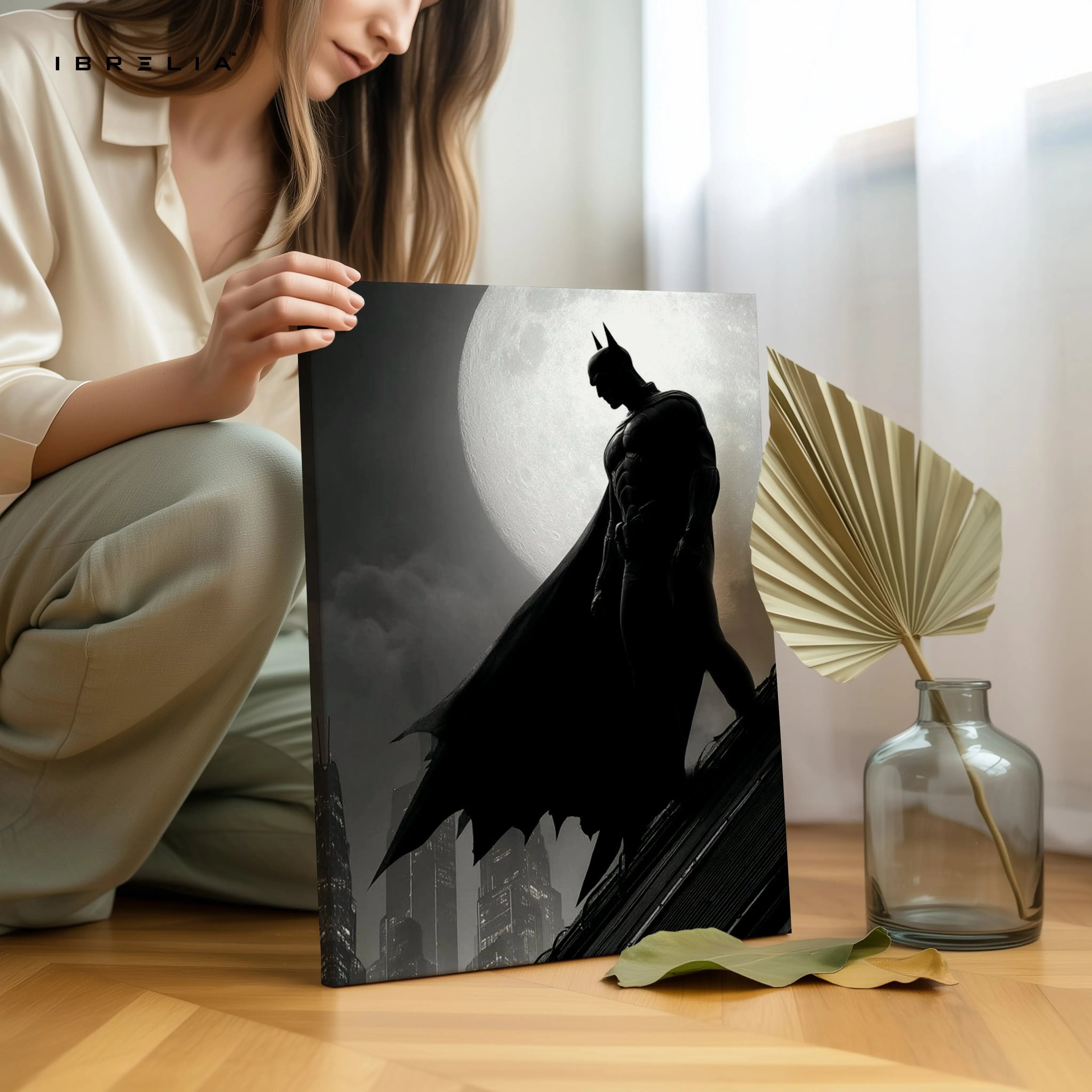 Dark Knight Vigil – Batman Moon Silhouette Art | 4K Ultra Wrap Frame Wall Art in Pakistan | IBRELIA™ IBRELIA