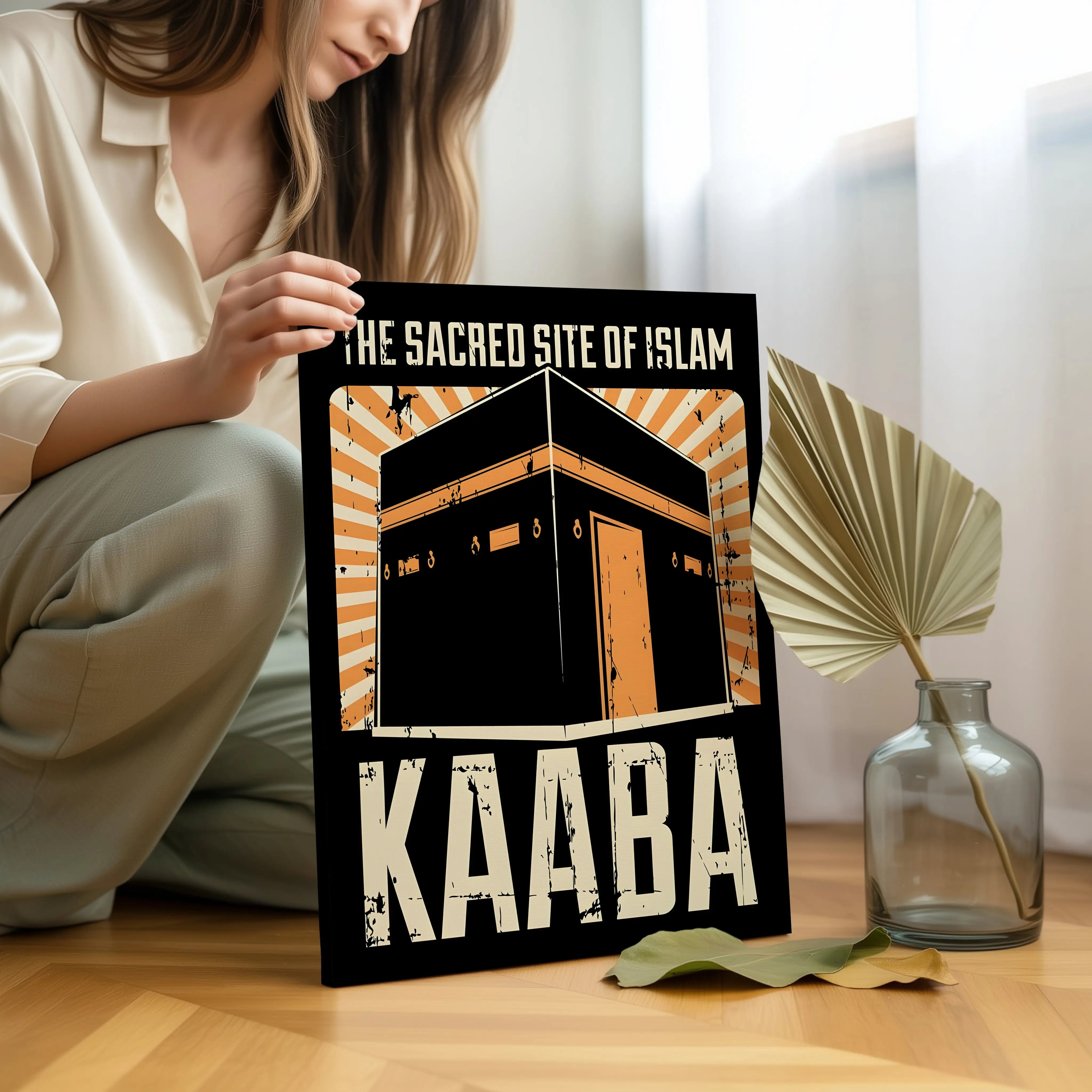 The Sacred Site of Islam – Kaaba Vintage Poster Art | 4K Ultra Wrap Frame Wall Art in Pakistan | IBRELIA™ IBRELIA