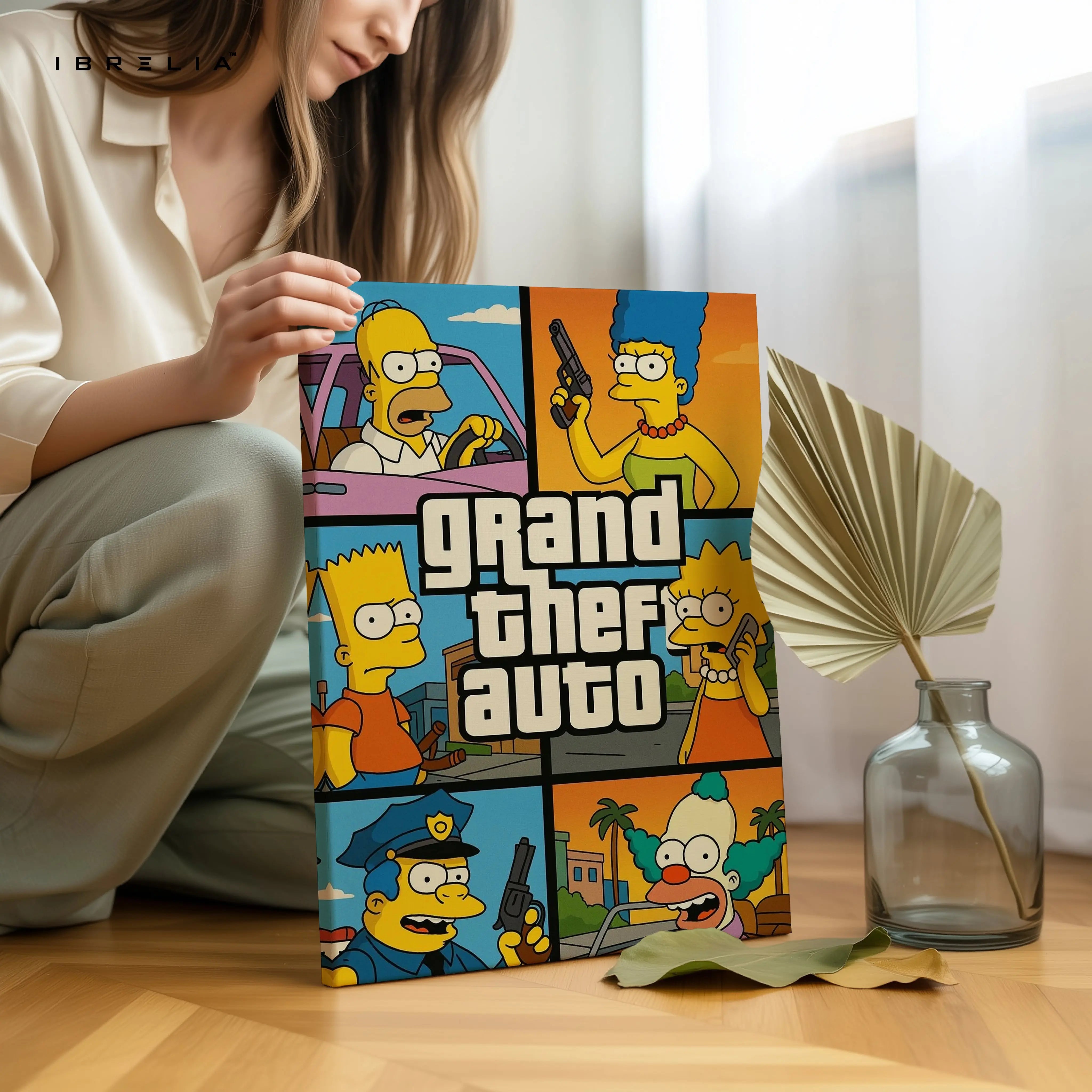 Grand Theft Springfield Pop Art – 4K Ultra Wrap Frame Wall Art in Pakistan | IBRELIA™ IBRELIA