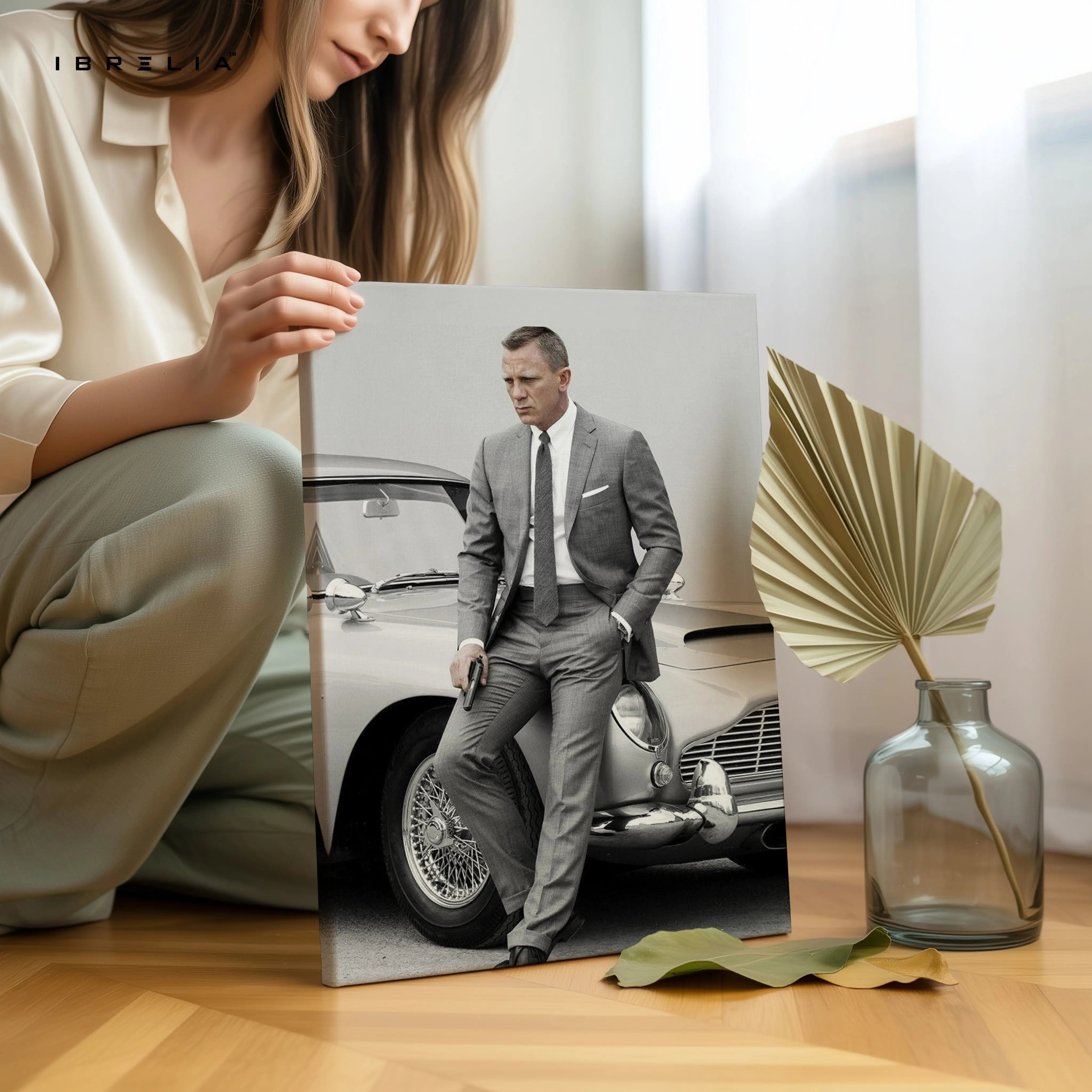 James Bond Aston Martin Portrait – 007 Minimal Cinematic 4K Ultra Wrap Frame Wall Art in Pakistan | IBRELIA™ IBRELIA