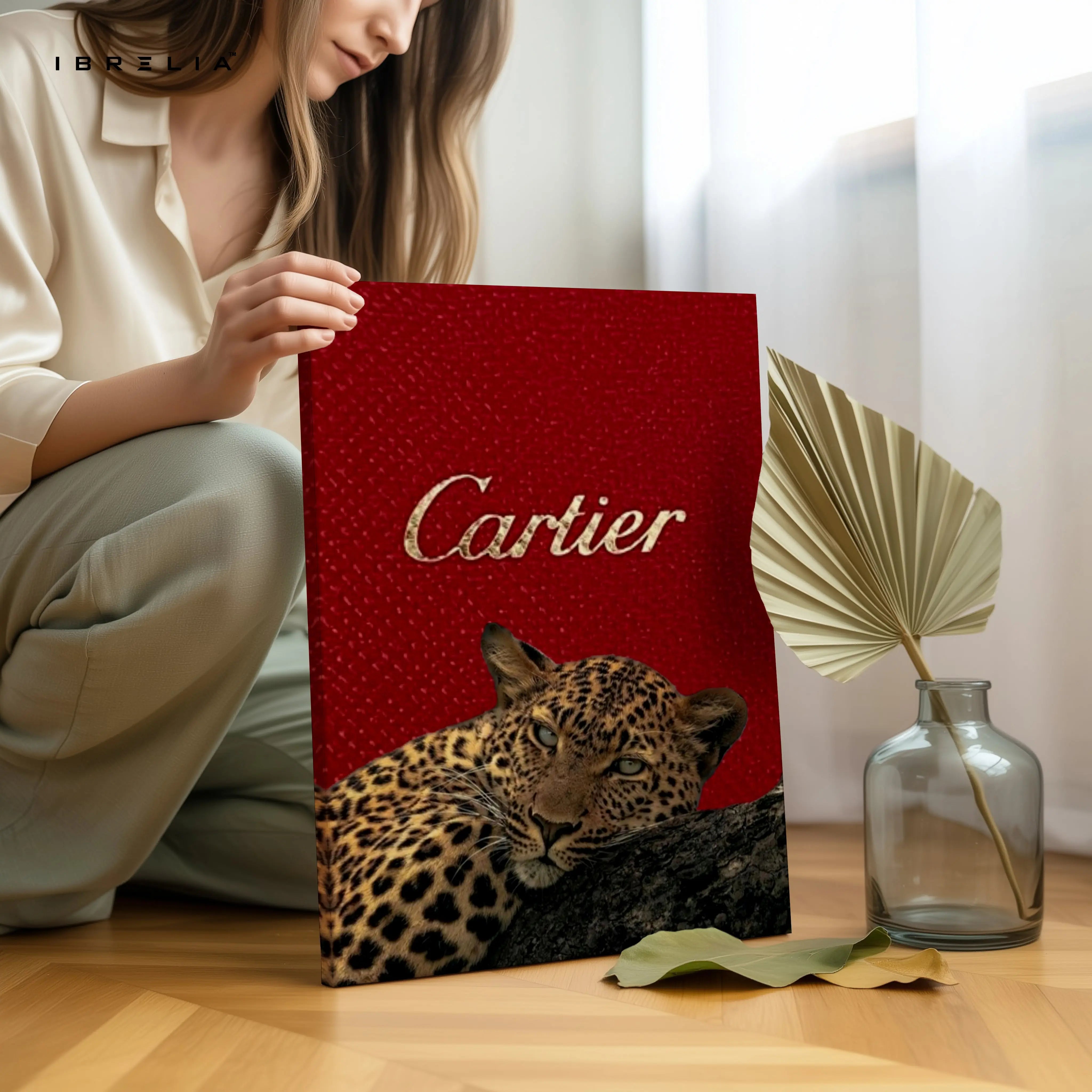 Leopard Prestige Red Art – Luxury Jewelry-Inspired Wild Aesthetic Wall Art | 4K Ultra Wrap Frame Wall Art in Pakistan | IBRELIA™ IBRELIA