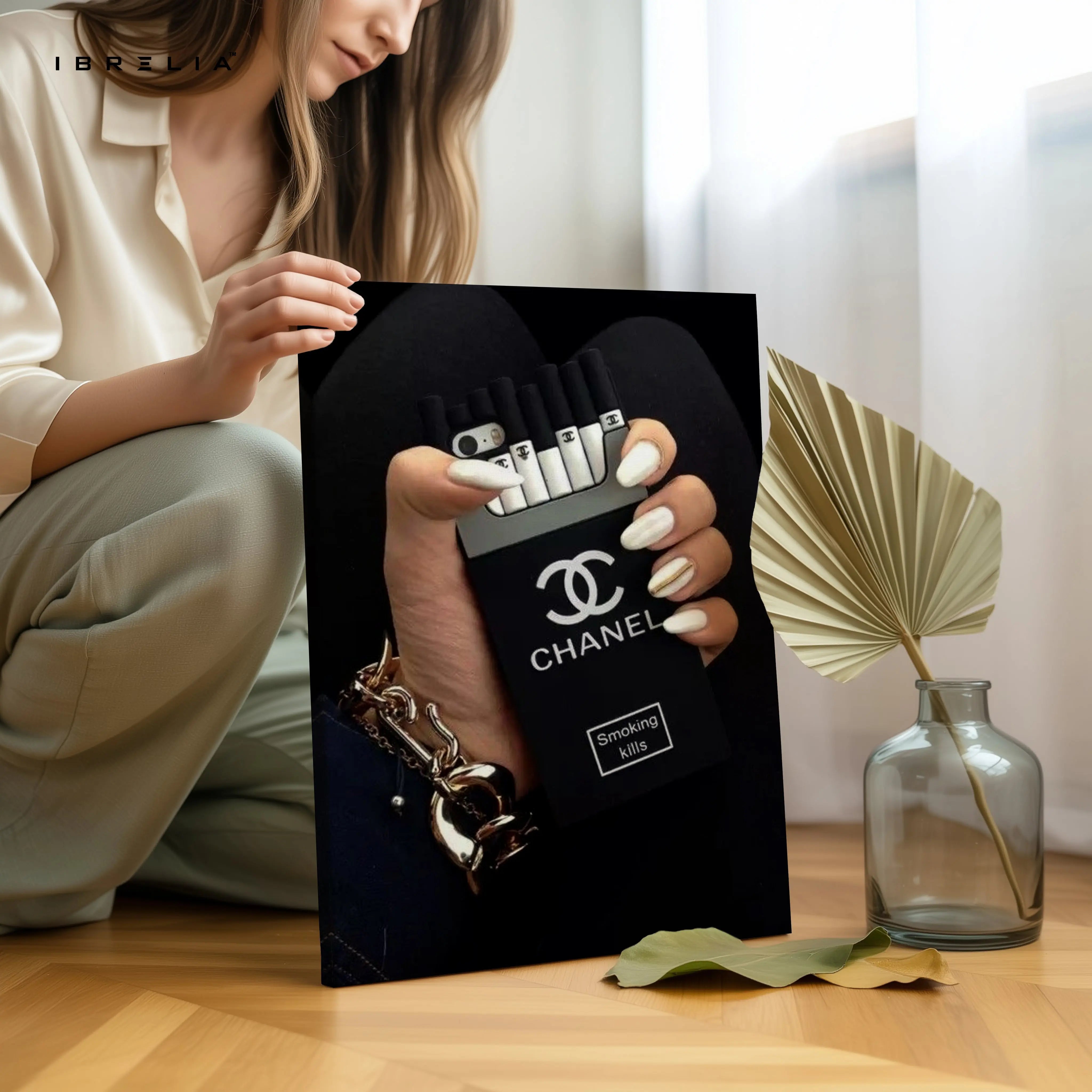Chanel Noir Cigarette Box Glam Art – 4K Ultra Wrap Frame Wall Art in Pakistan | IBRELIA™ IBRELIA