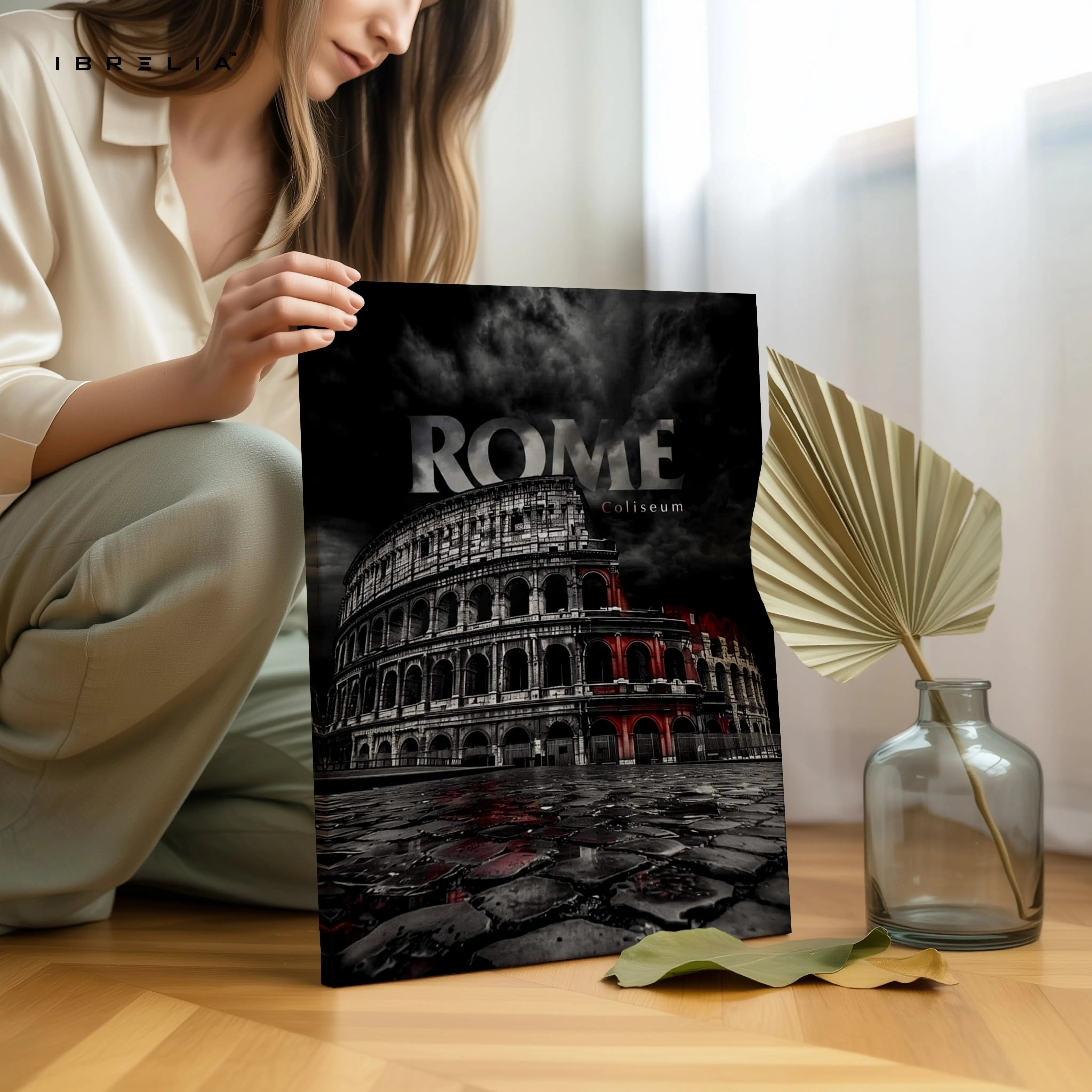 Rome Colosseum Noir Art – Dark Cinematic Cityscape Wall Art | 4K Ultra Wrap Frame Wall Art in Pakistan | IBRELIA™ IBRELIA