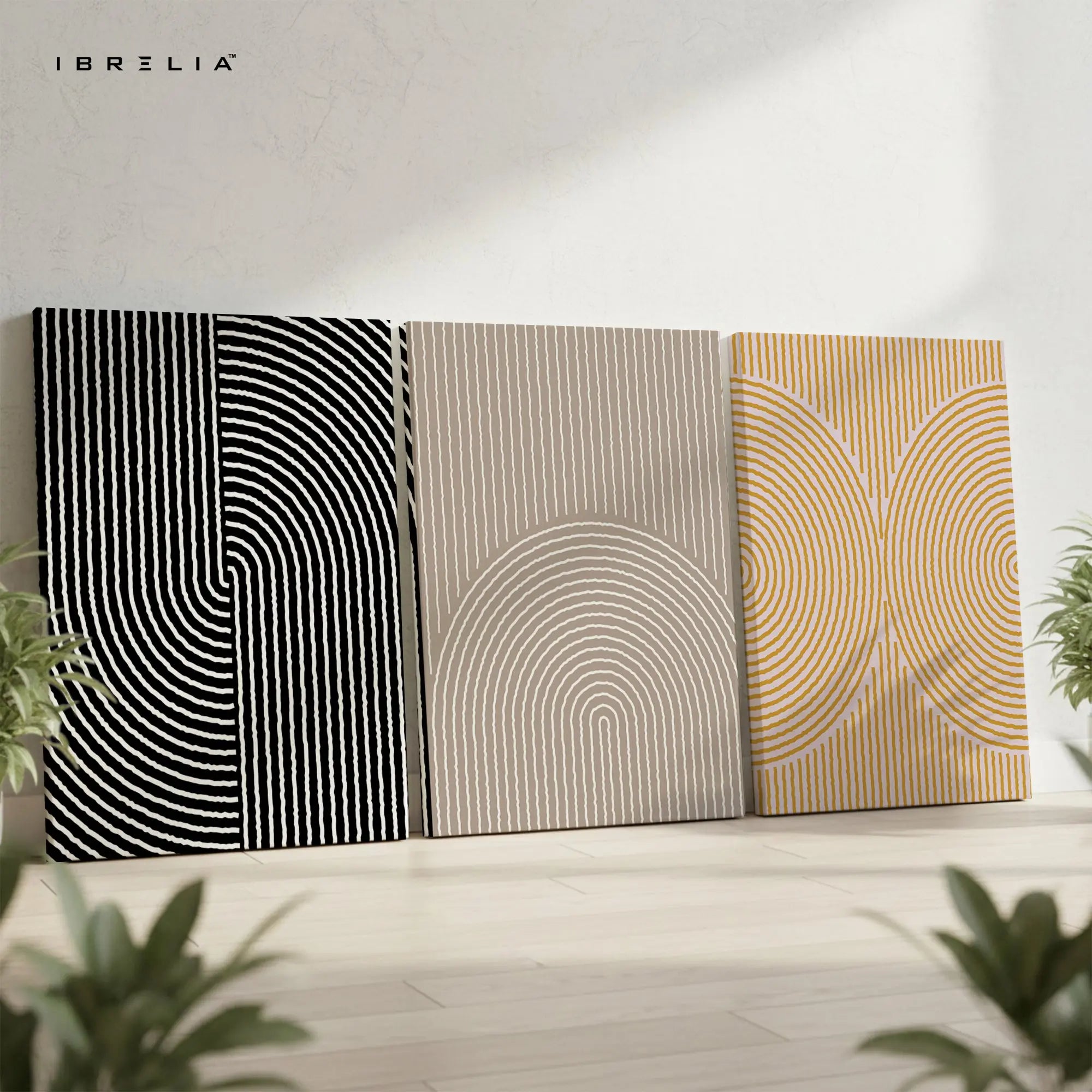 Geometric Line Harmony 3 Panel 4K Ultra HD Wall Art in Pakistan | IBRELIA™ IBRELIA