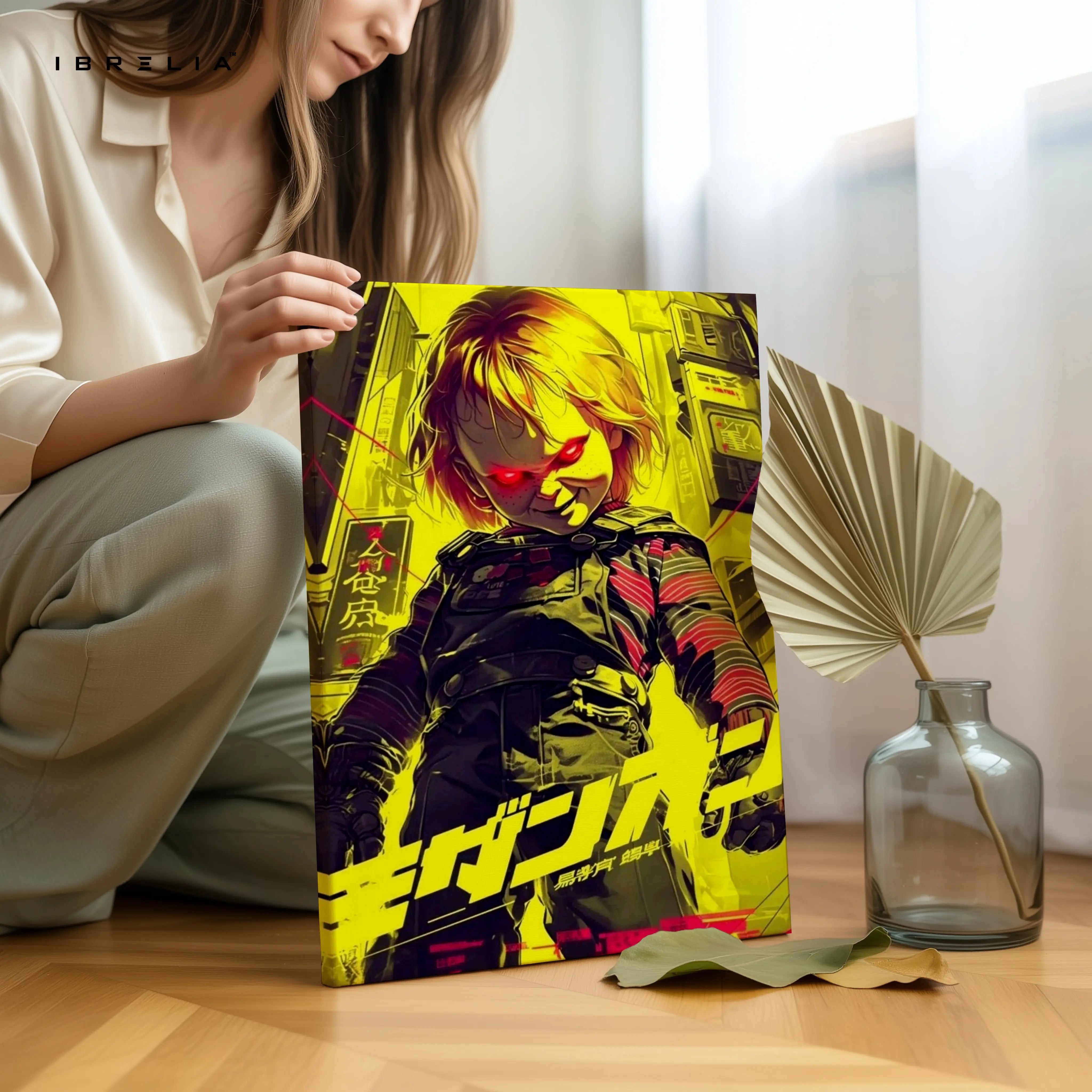 Cyberpunk Chucky Art – Neon Horror 4K Ultra Wrap Frame Wall Art in Pakistan | IBRELIA™ IBRELIA