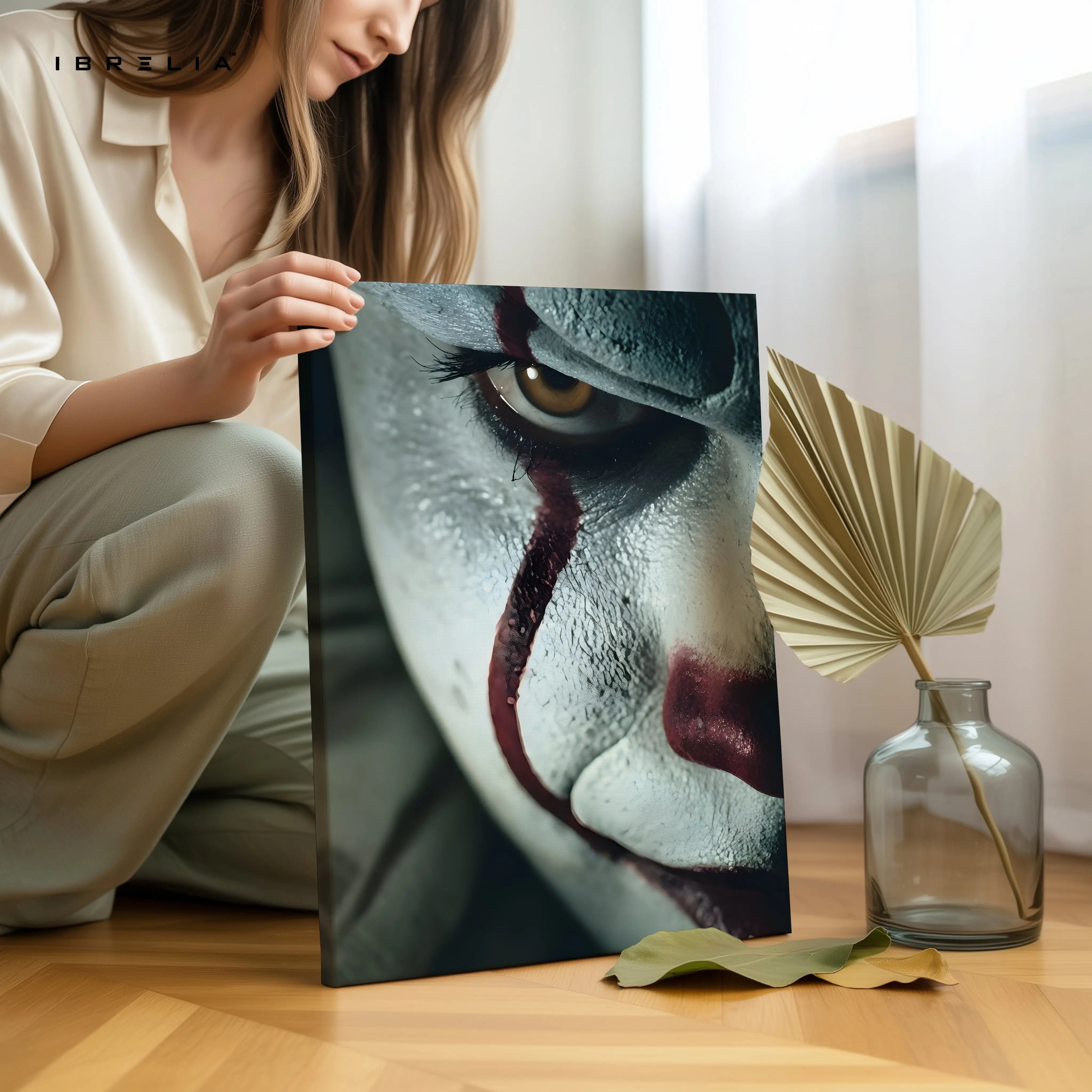 The Joker’s Gaze – Dark Psychological Horror 4K Ultra Wrap Frame Wall Art | IBRELIA™ IBRELIA