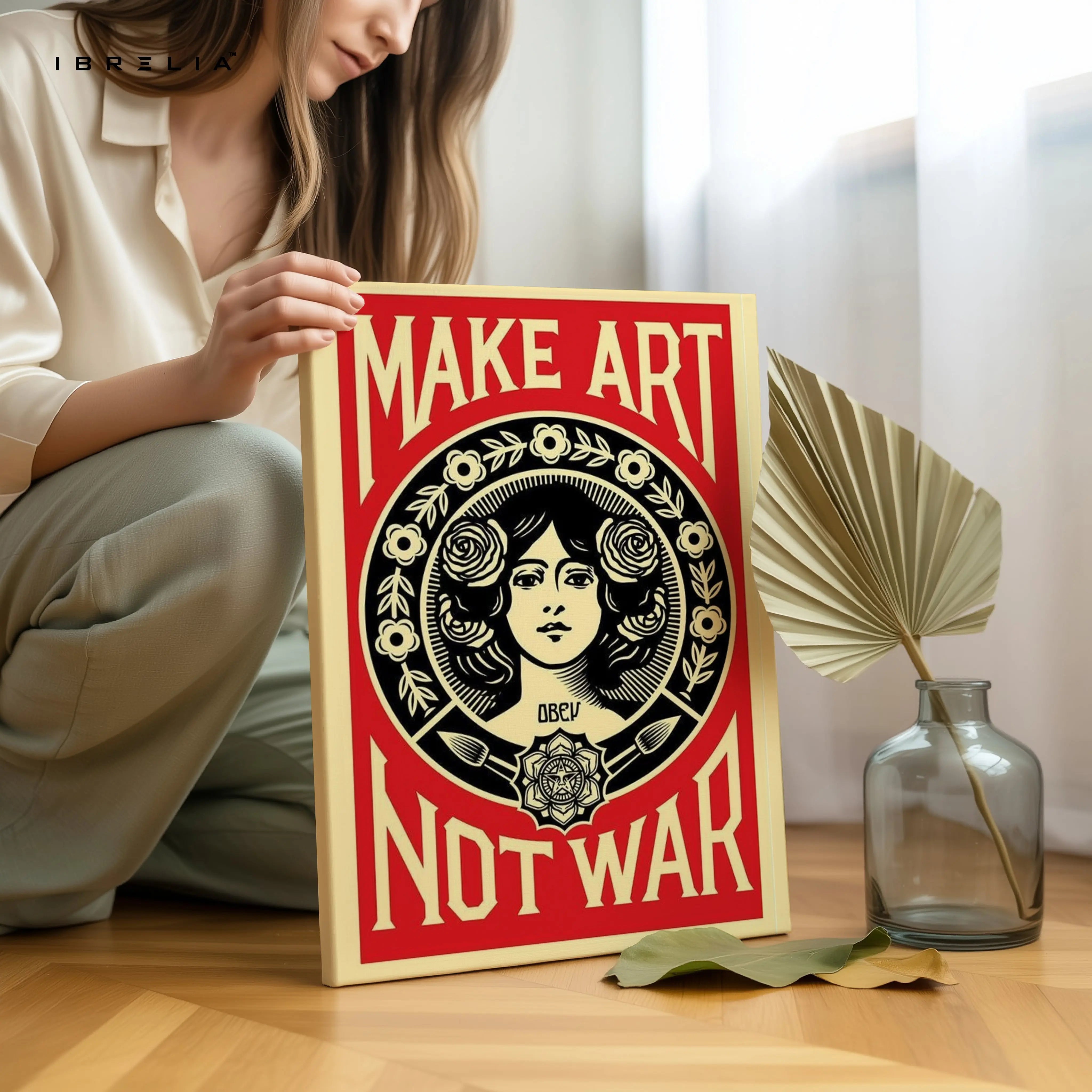 Make Art Not War – Bold Political Pop Art Poster | 4K Ultra Wrap Frame Wall Art in Pakistan | IBRELIA™ IBRELIA