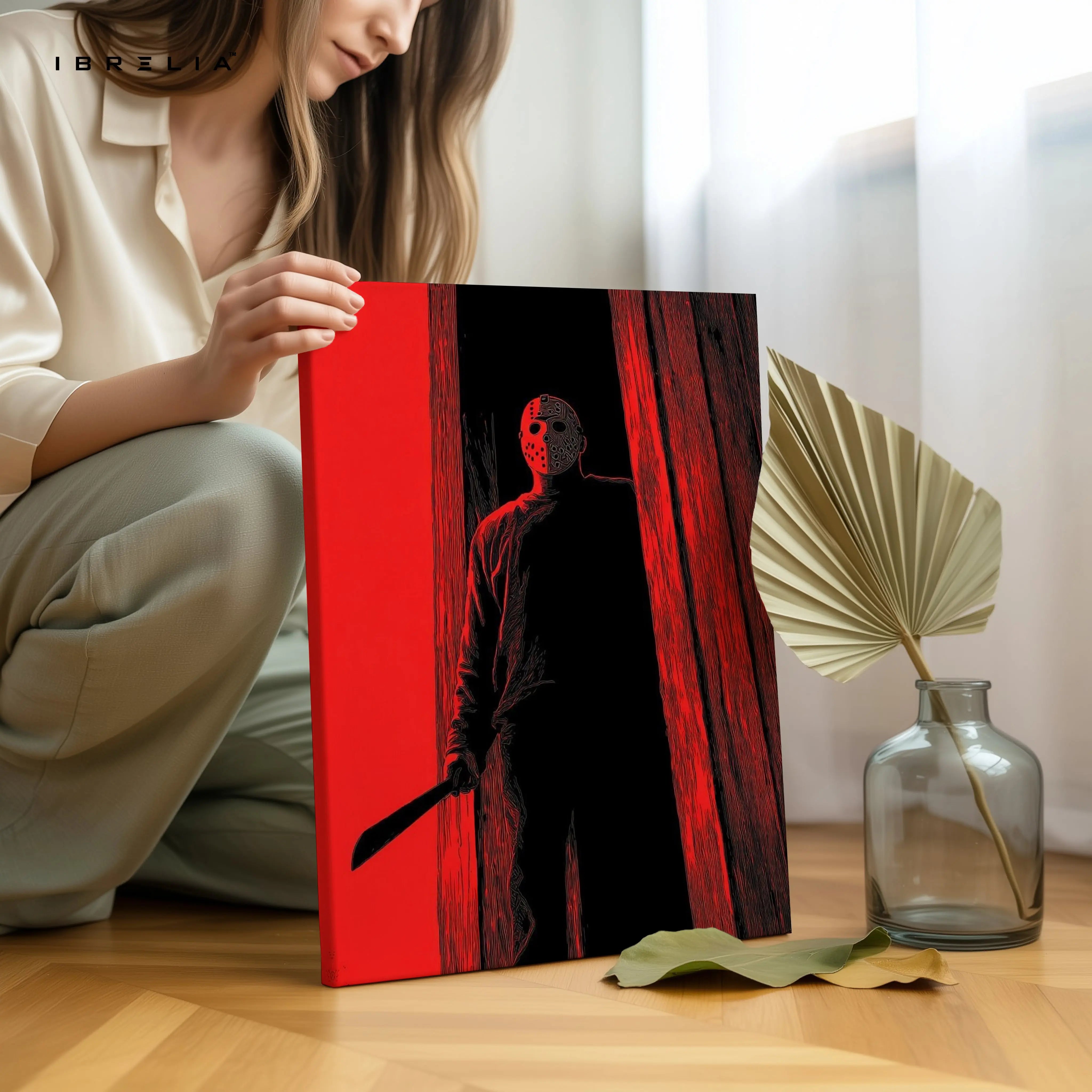 Crimson Threshold – Dark Psychological Noir Art | 4K Ultra Wrap Frame Wall Art in Pakistan | IBRELIA™ IBRELIA