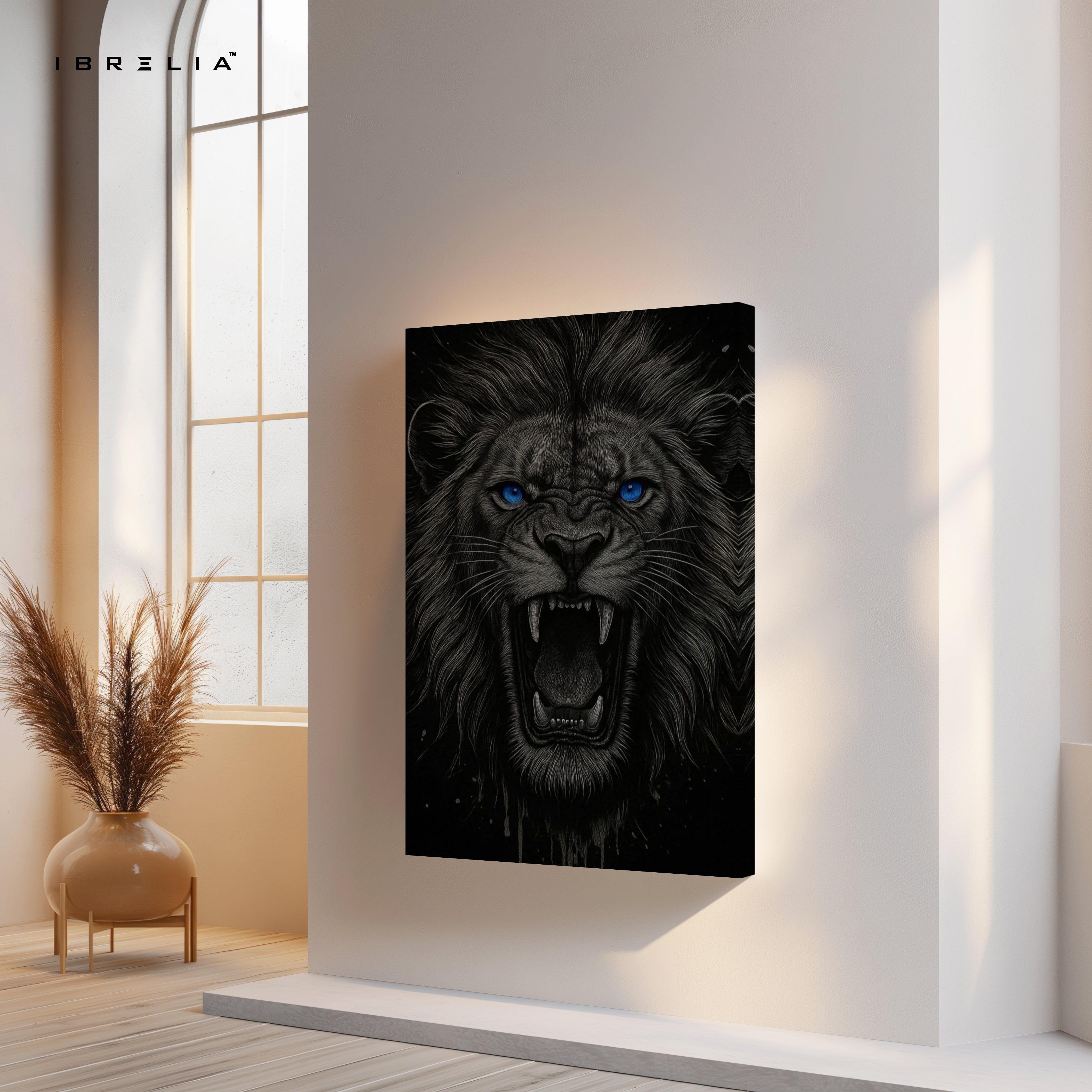 Blue-Eyed Fury – Roaring Lion 4K Ultra Wrap Frame Wall Art in Pakistan | IBRELIA™