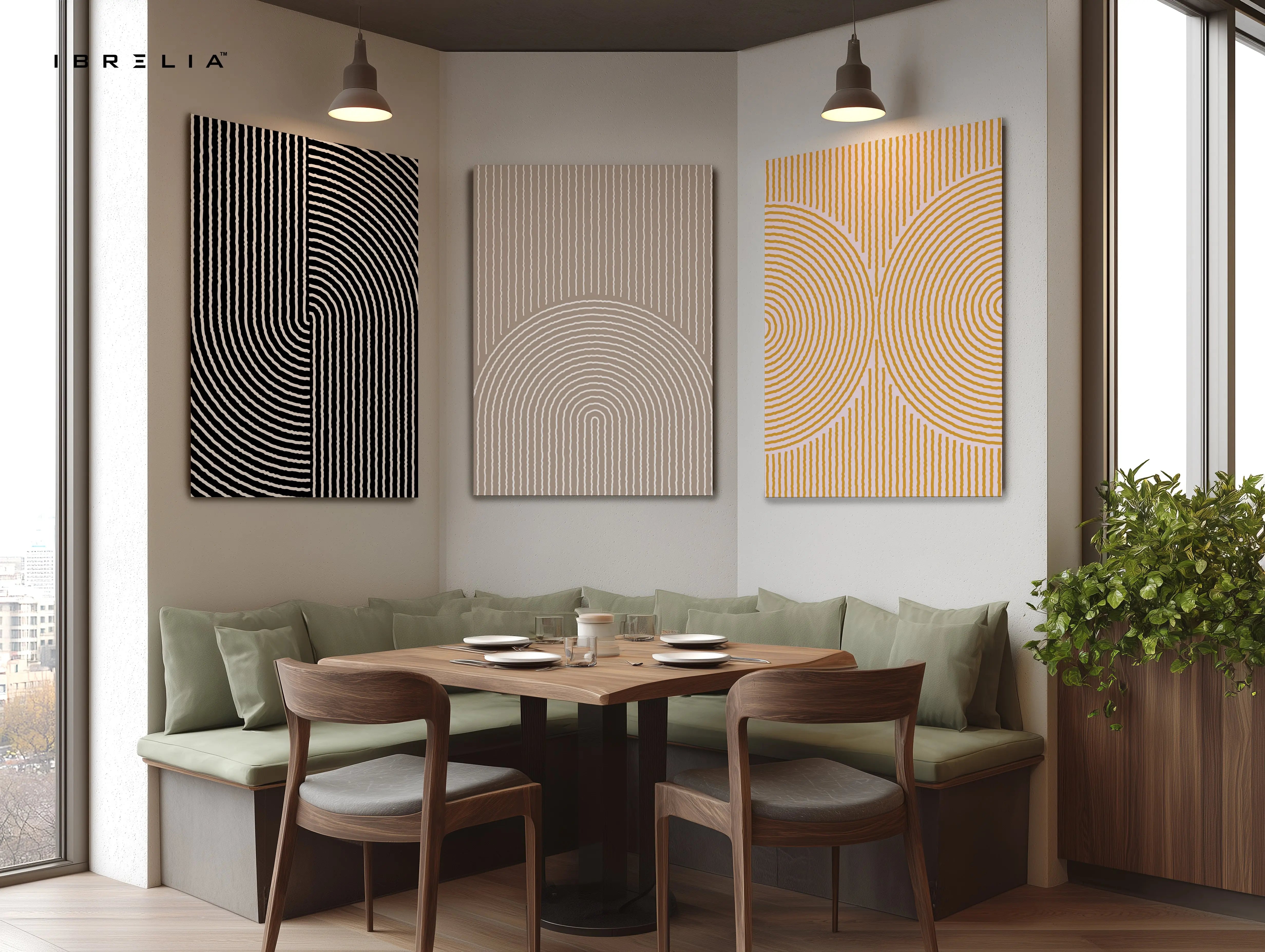 Geometric Line Harmony 3 Panel 4K Ultra HD Wall Art in Pakistan | IBRELIA™ IBRELIA