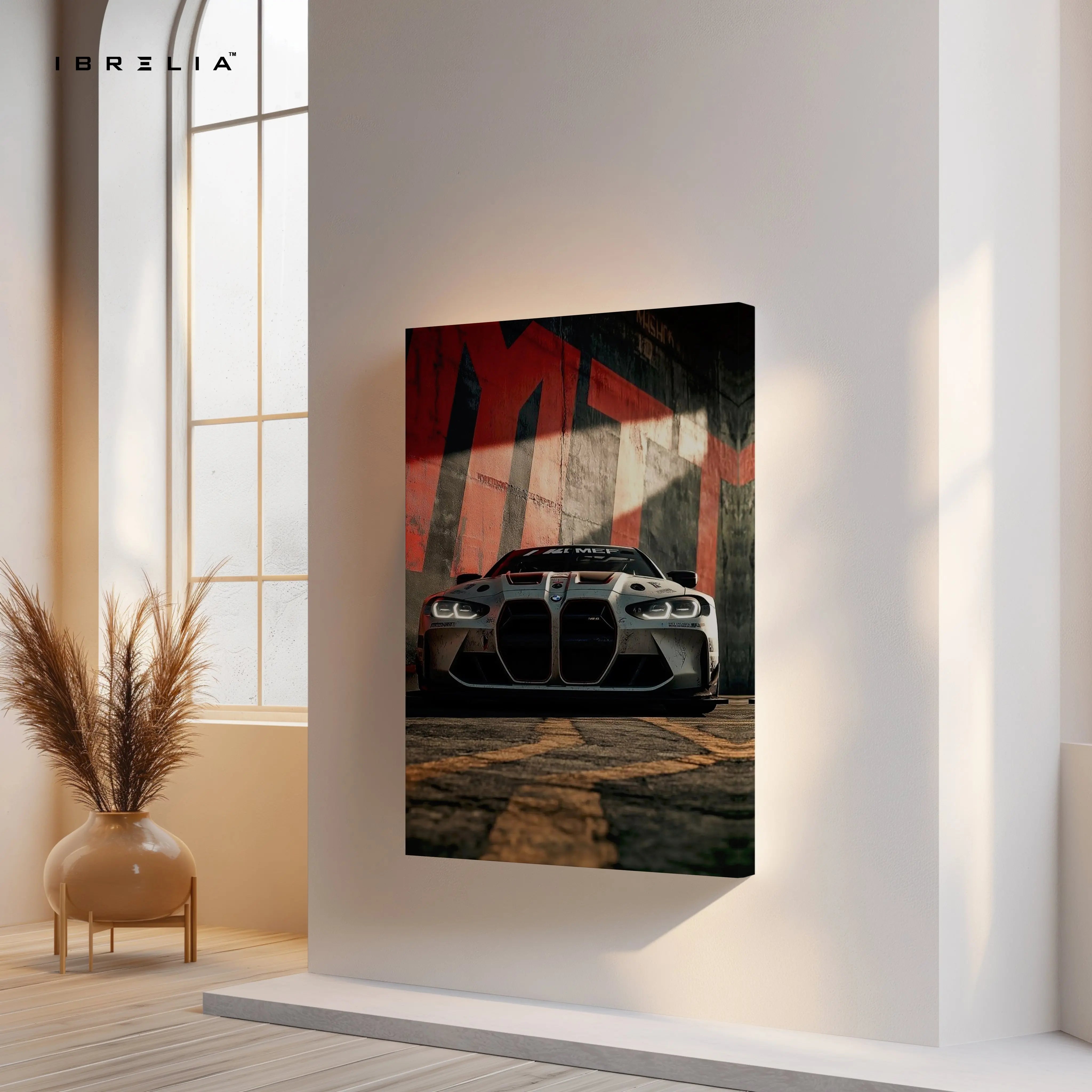 BMW M4 Street Performance Wall Art – Aggressive Front View Canvas Frame | Sports Car Poster Pakistan | IBRELIA™ IBRELIA