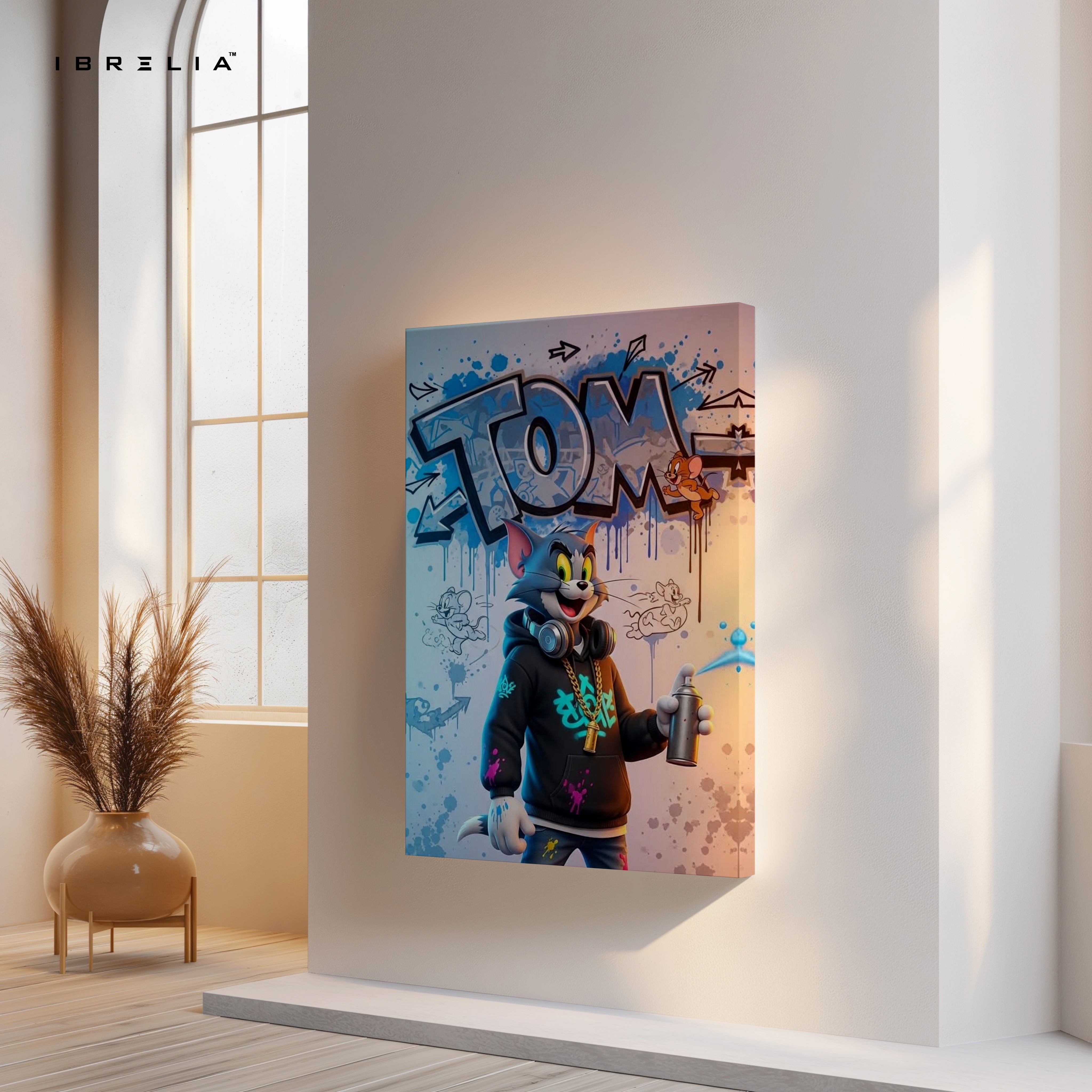 Tom Graffiti Street Art – Urban Cartoon 4K Ultra Wrap Frame Wall Art in Pakistan | IBRELIA™