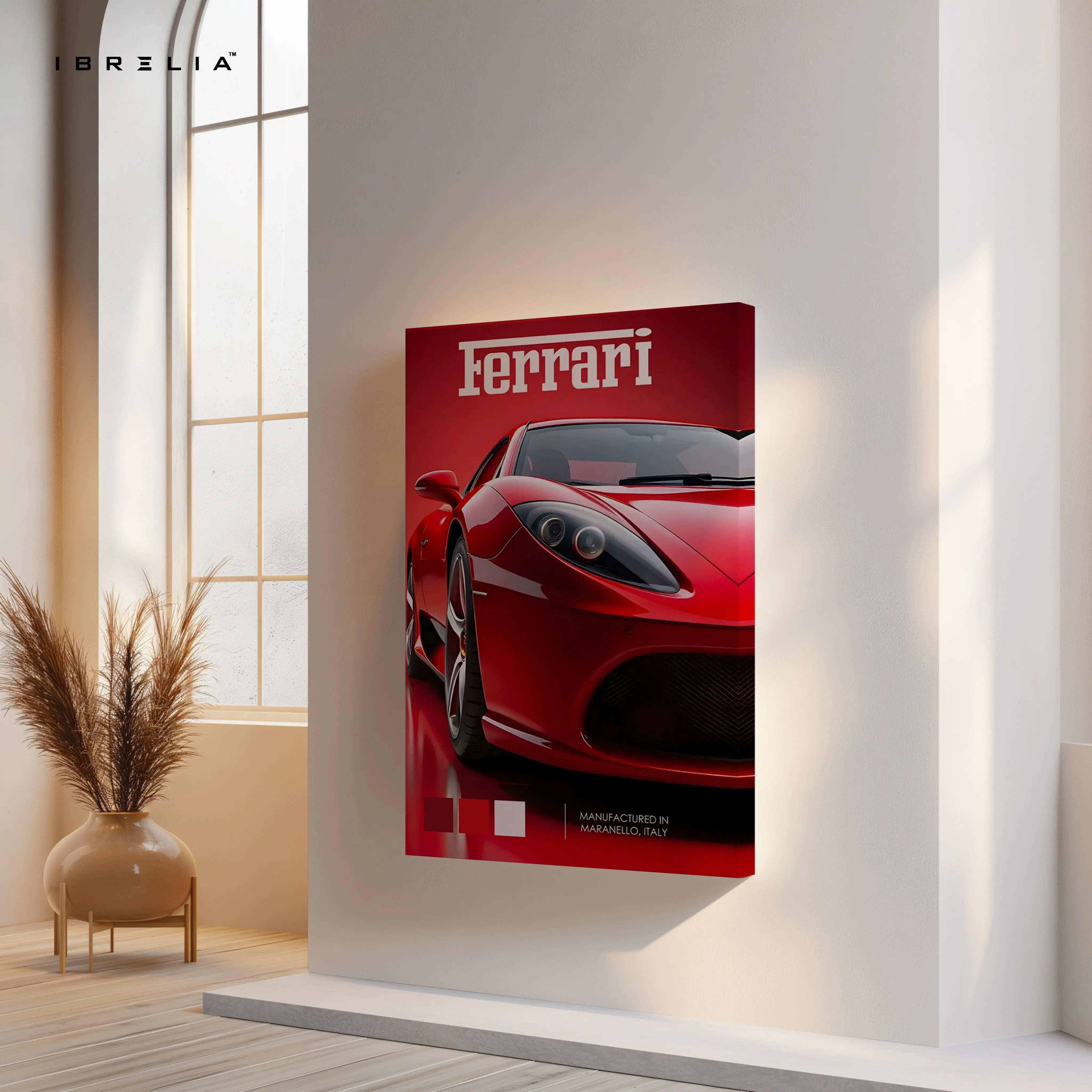 Ferrari Red Power Art – Luxury Supercar Front Detail Wall Art | 4K Ultra Wrap Frame Wall Art in Pakistan | IBRELIA™ IBRELIA