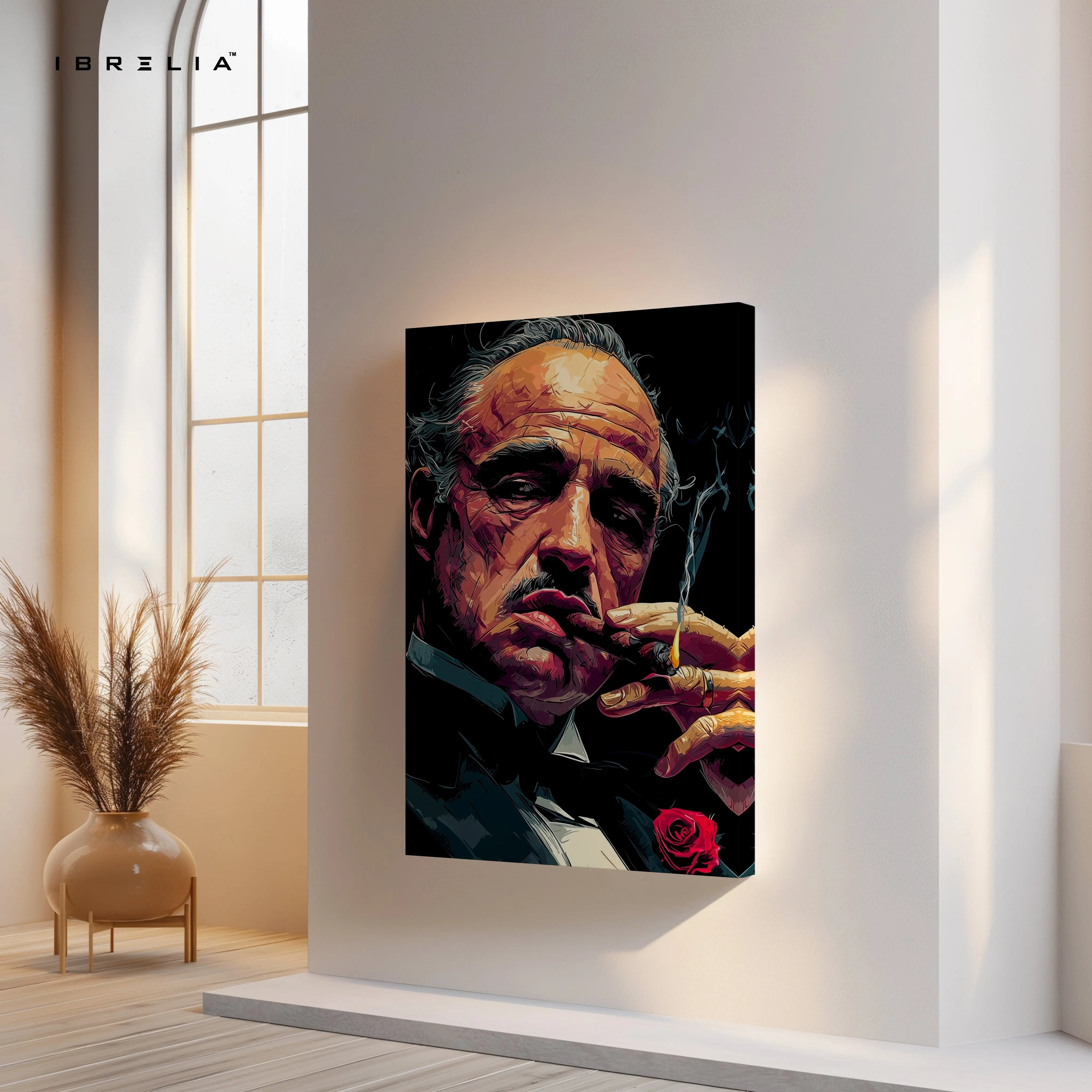 Godfather Portrait Wall Art – Don Vito Corleone Canvas Frame | Classic Mafia Icon Poster Pakistan | IBRELIA™ IBRELIA