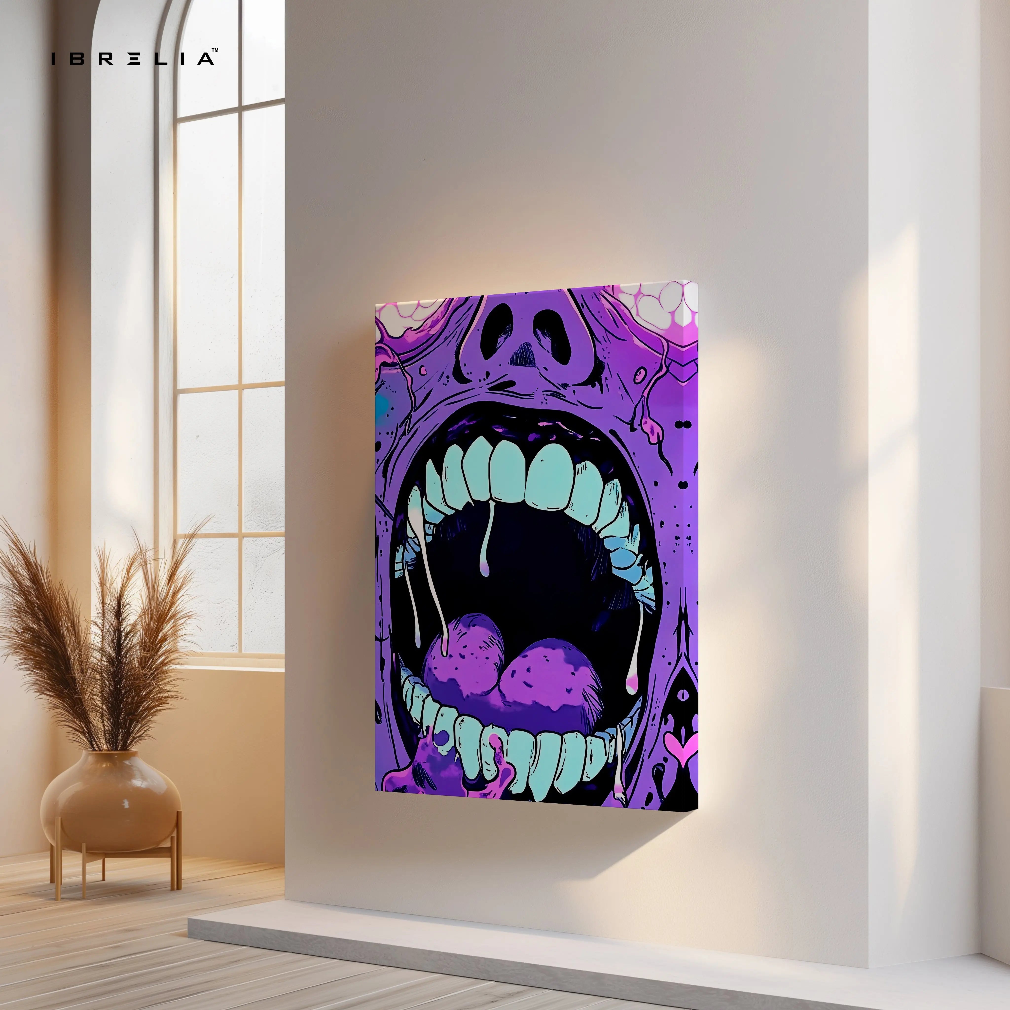 Abstract Neon Scream Wall Art – Urban Graffiti Canvas Frame | Bold Street Art Poster Pakistan | IBRELIA™ IBRELIA