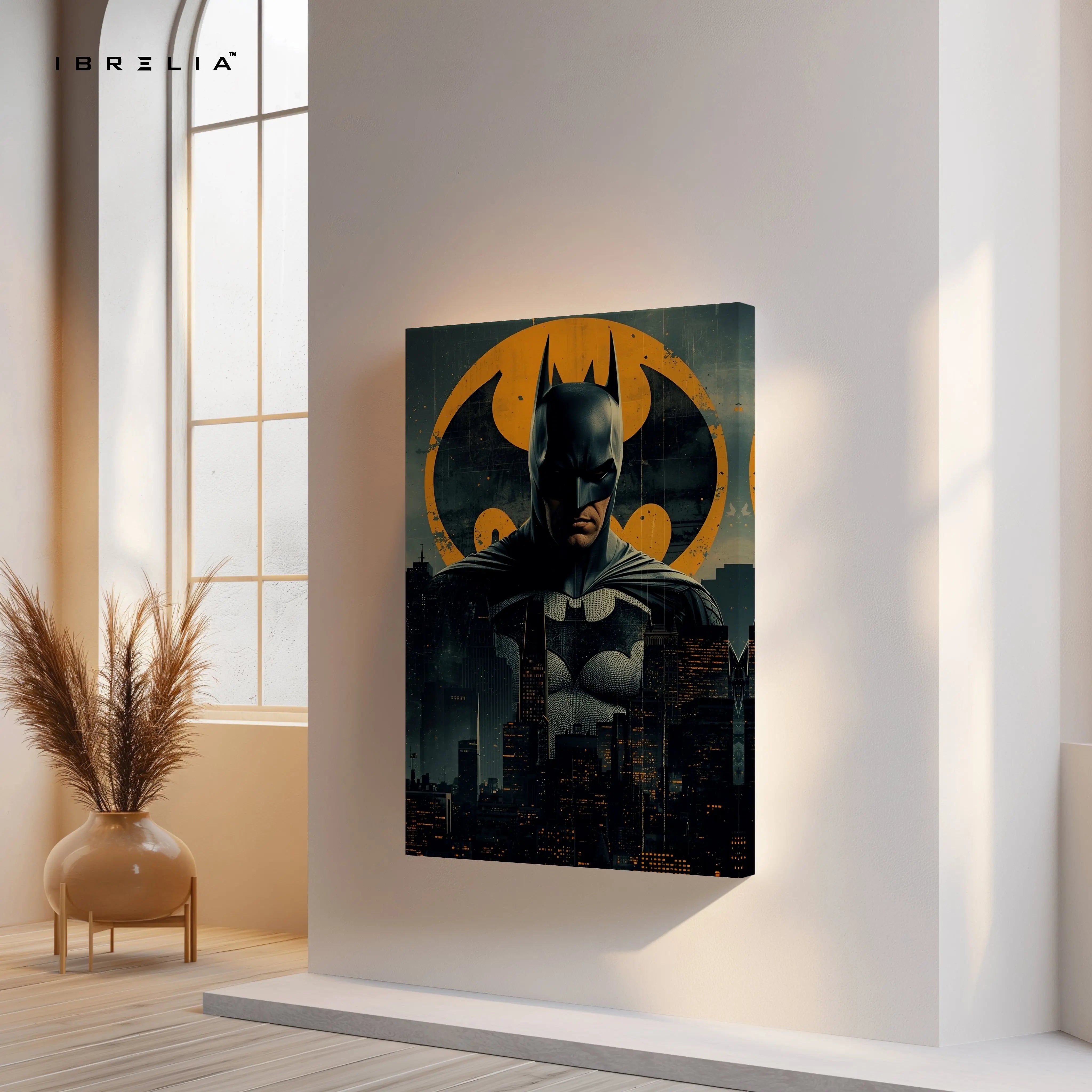 Dark Knight Vigilante – Gotham Noir Superhero Wall Art | 4K Ultra Wrap Frame Wall Art in Pakistan | IBRELIA™ IBRELIA