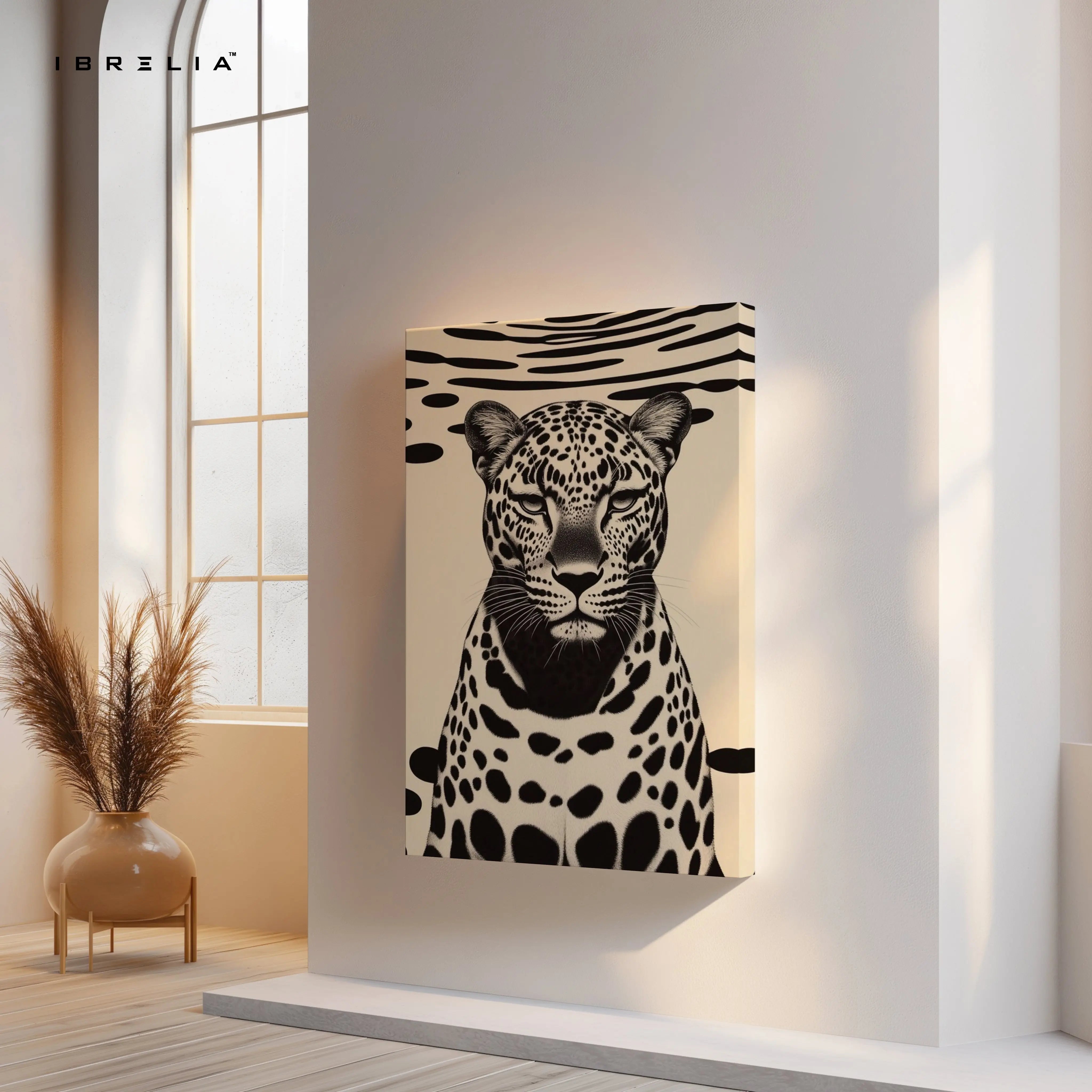 Minimal Leopard Portrait Art – 4K Ultra Wrap Frame Wall Art in Pakistan | IBRELIA™ IBRELIA