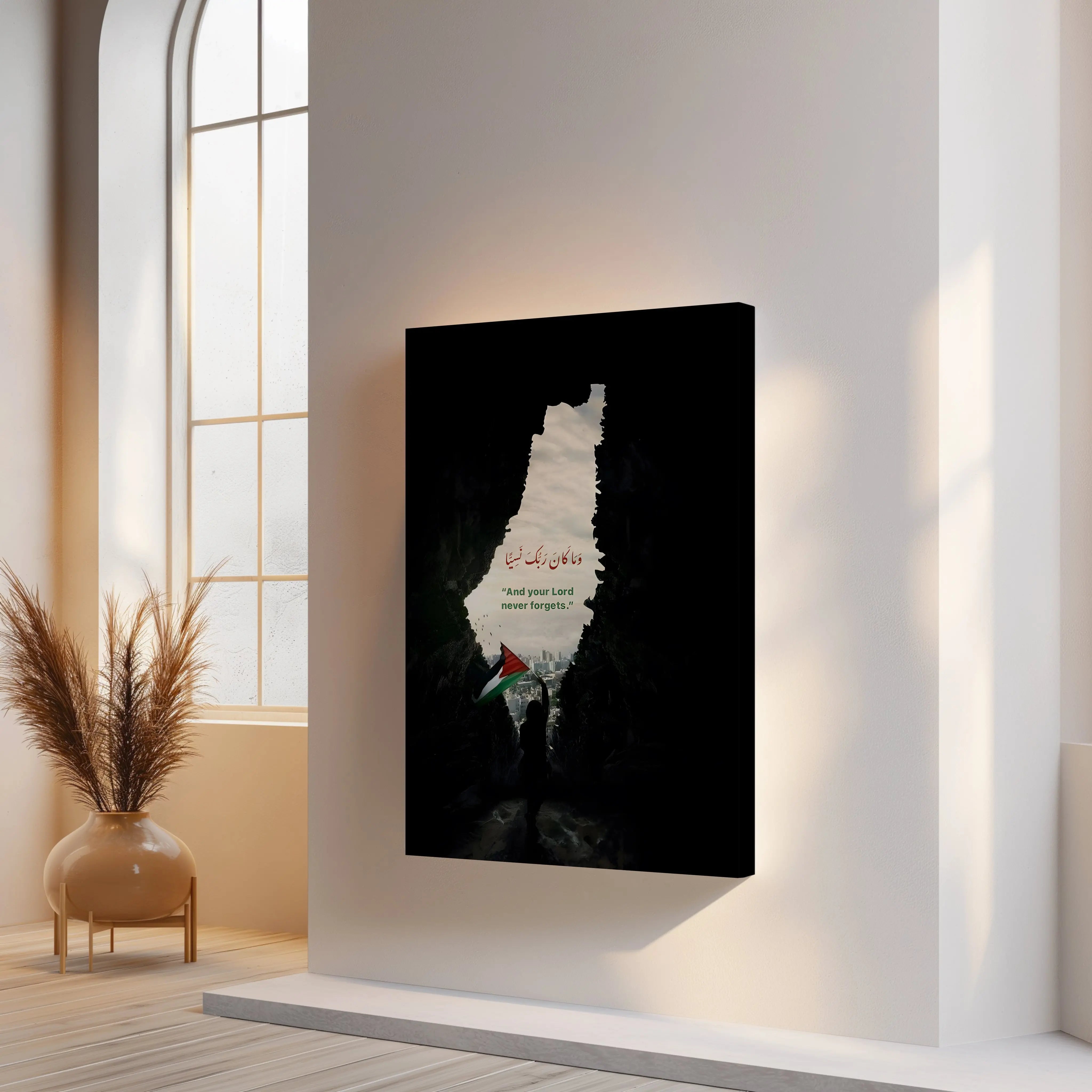 And Your Lord Never Forgets Art – Palestine Hope Silhouette | 4K Ultra Wrap Frame Wall Art in Pakistan | IBRELIA™ IBRELIA