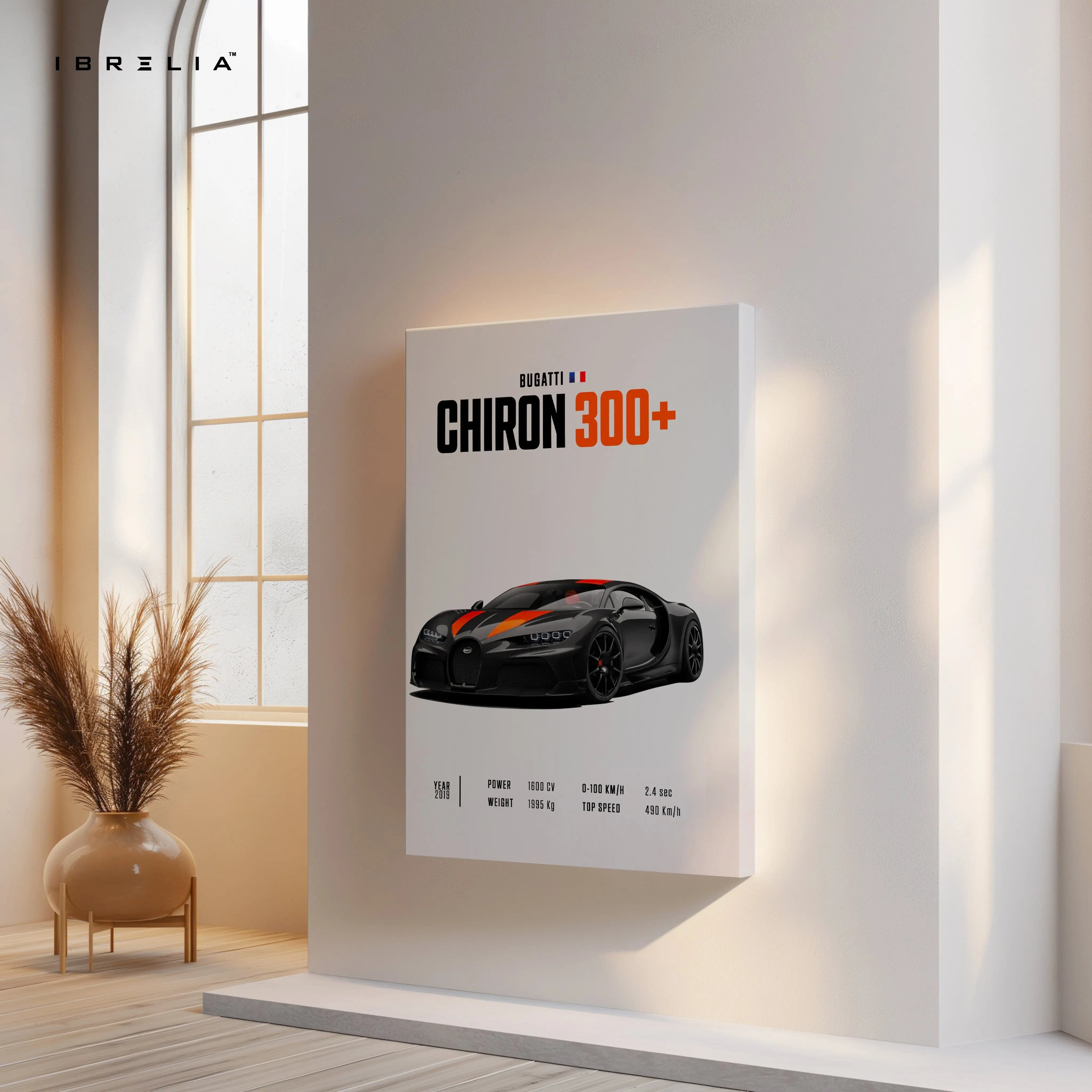 Bugatti Chiron 300+ Minimal Hypercar Wall Art – Luxury Supercar Poster | 4K Ultra Wrap Frame Wall Art in Pakistan | IBRELIA™ IBRELIA