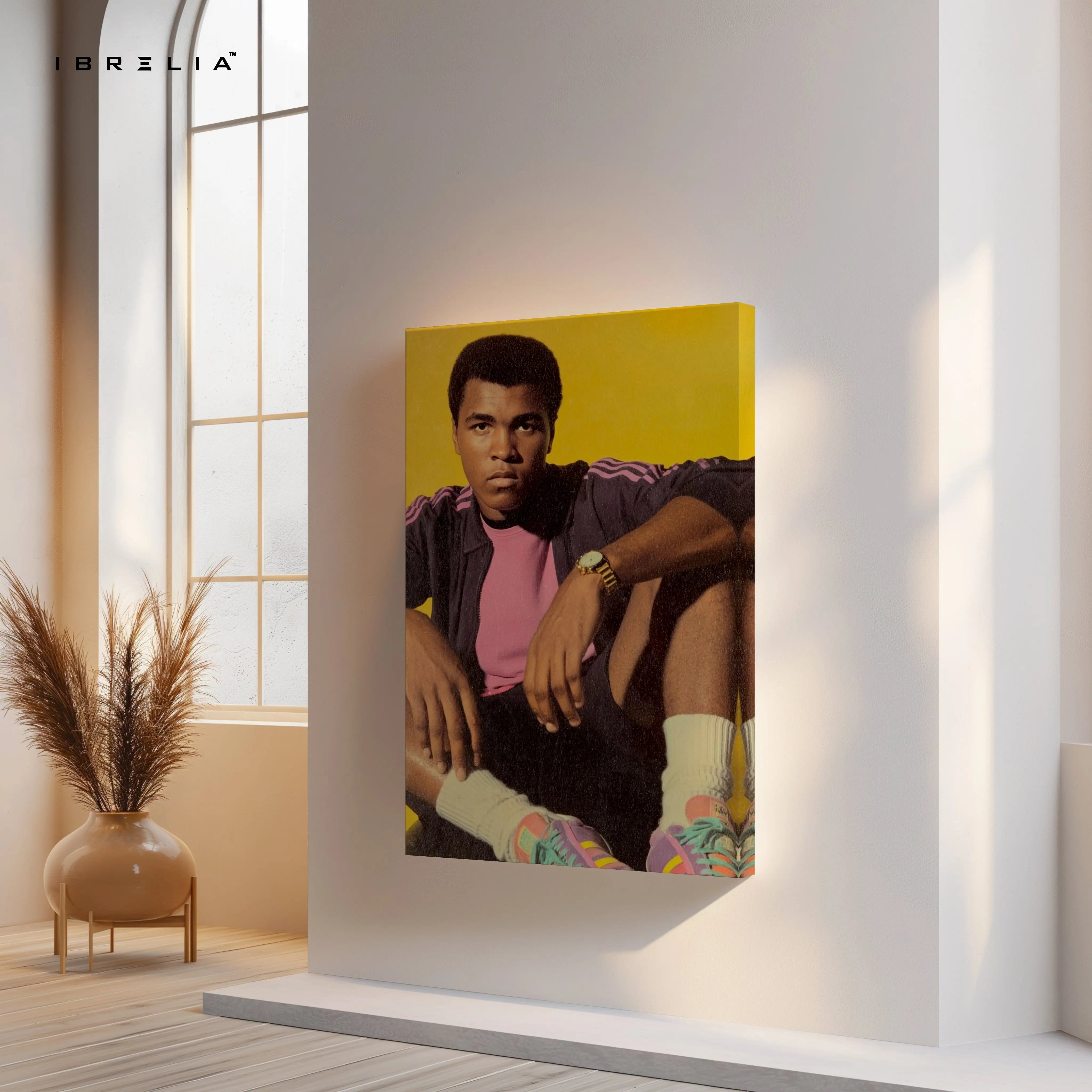 Muhammad Ali Vintage Portrait Wall Art – Iconic Boxing Legend Canvas Frame | Retro Athlete Poster Pakistan | IBRELIA™ IBRELIA