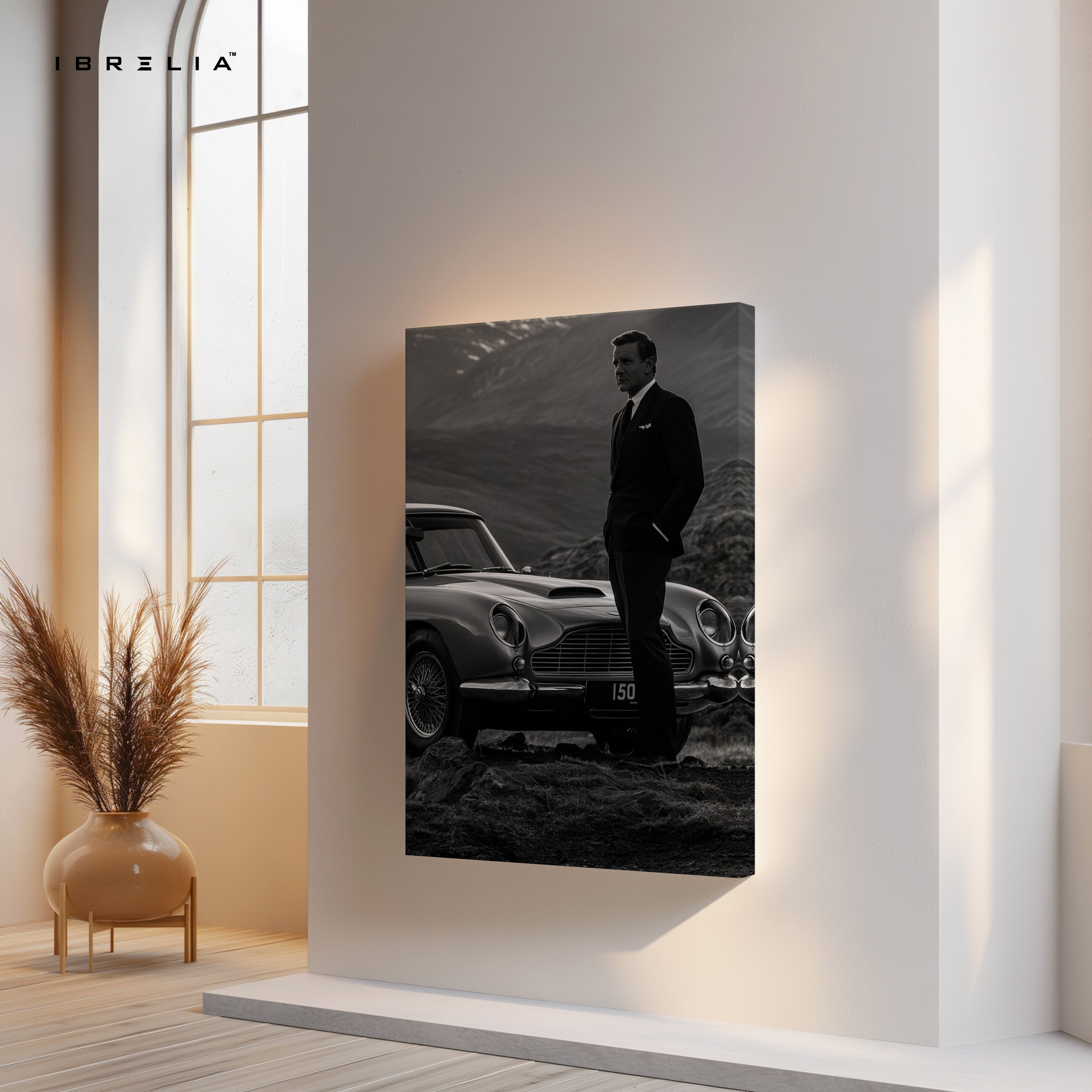 Classic Gentleman Noir with Vintage Sports Car – 4K Ultra Wrap Frame Wall Art in Pakistan | IBRELIA™