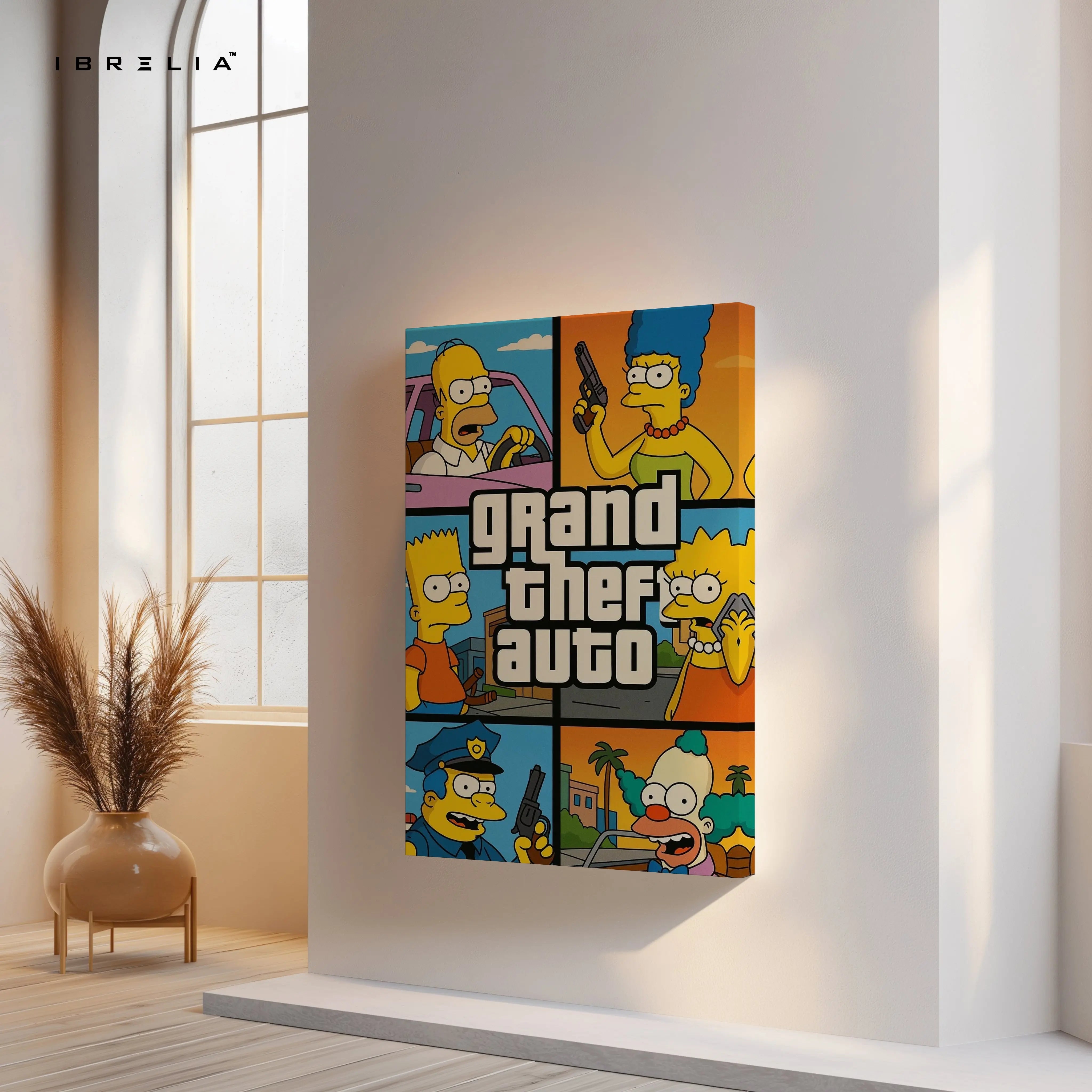 Grand Theft Springfield Pop Art – 4K Ultra Wrap Frame Wall Art in Pakistan | IBRELIA™ IBRELIA