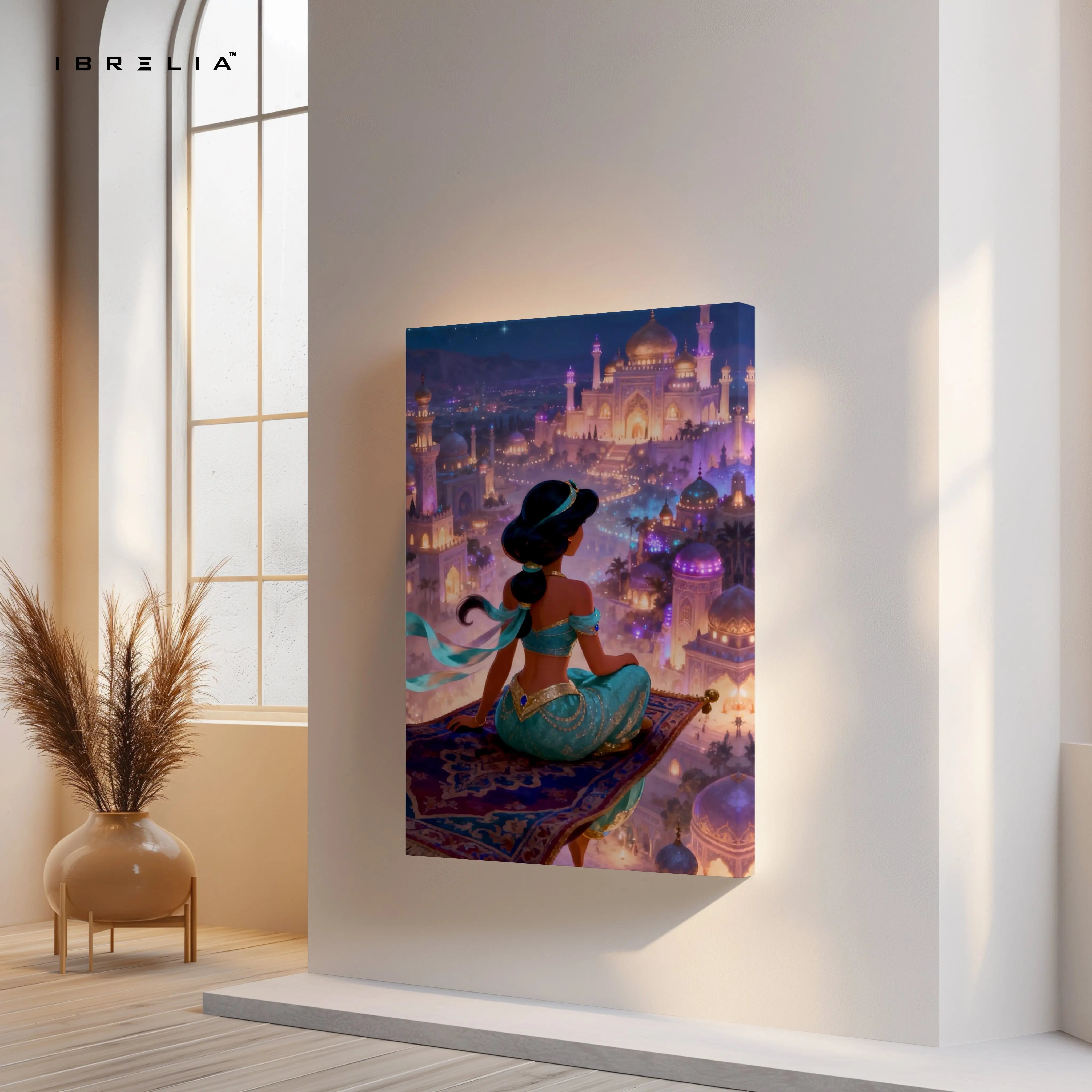 Arabian Princess Night City Wall Art – Magical Palace Fantasy Canvas Frame | Luxury Aesthetic Decor Pakistan | IBRELIA™ IBRELIA
