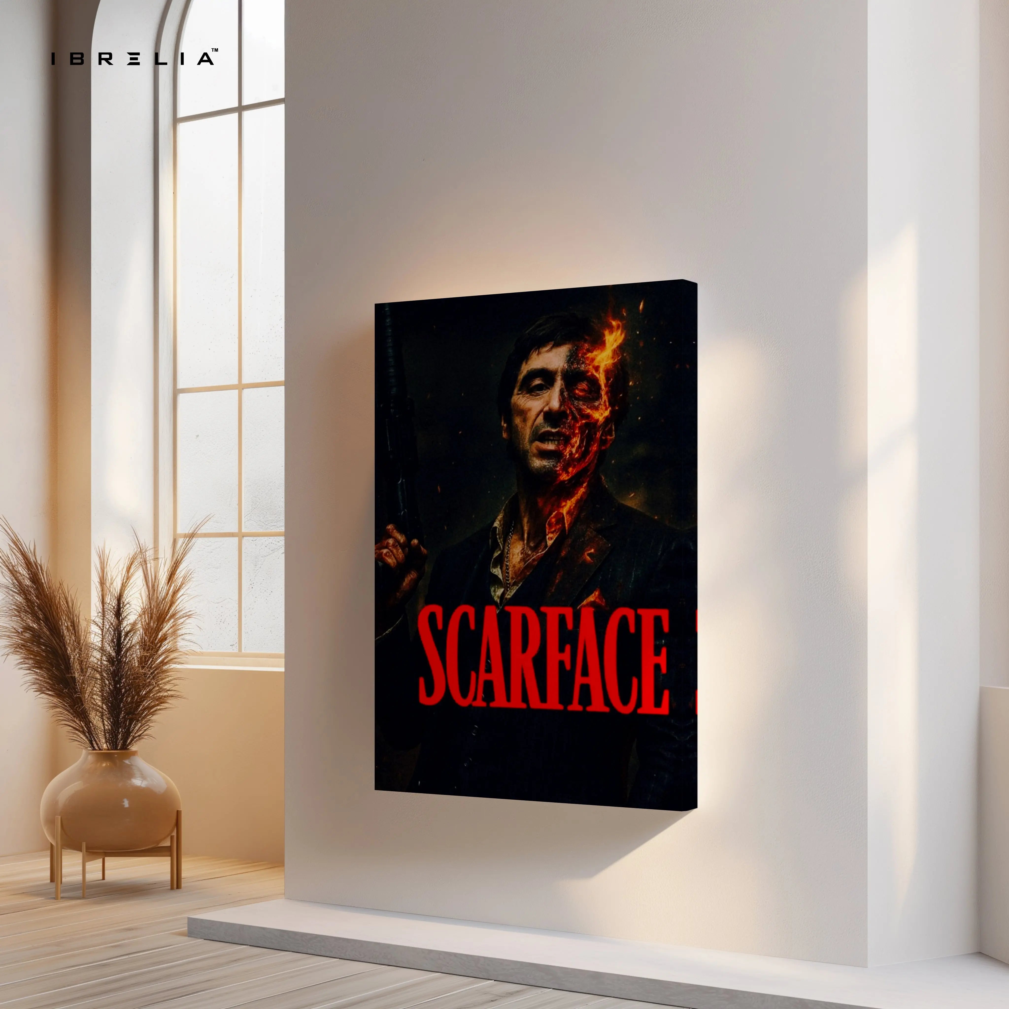 Scarface Inferno Portrait – Cinematic Crime Art 4K Ultra Wrap Frame Wall Art in Pakistan | IBRELIA™ IBRELIA