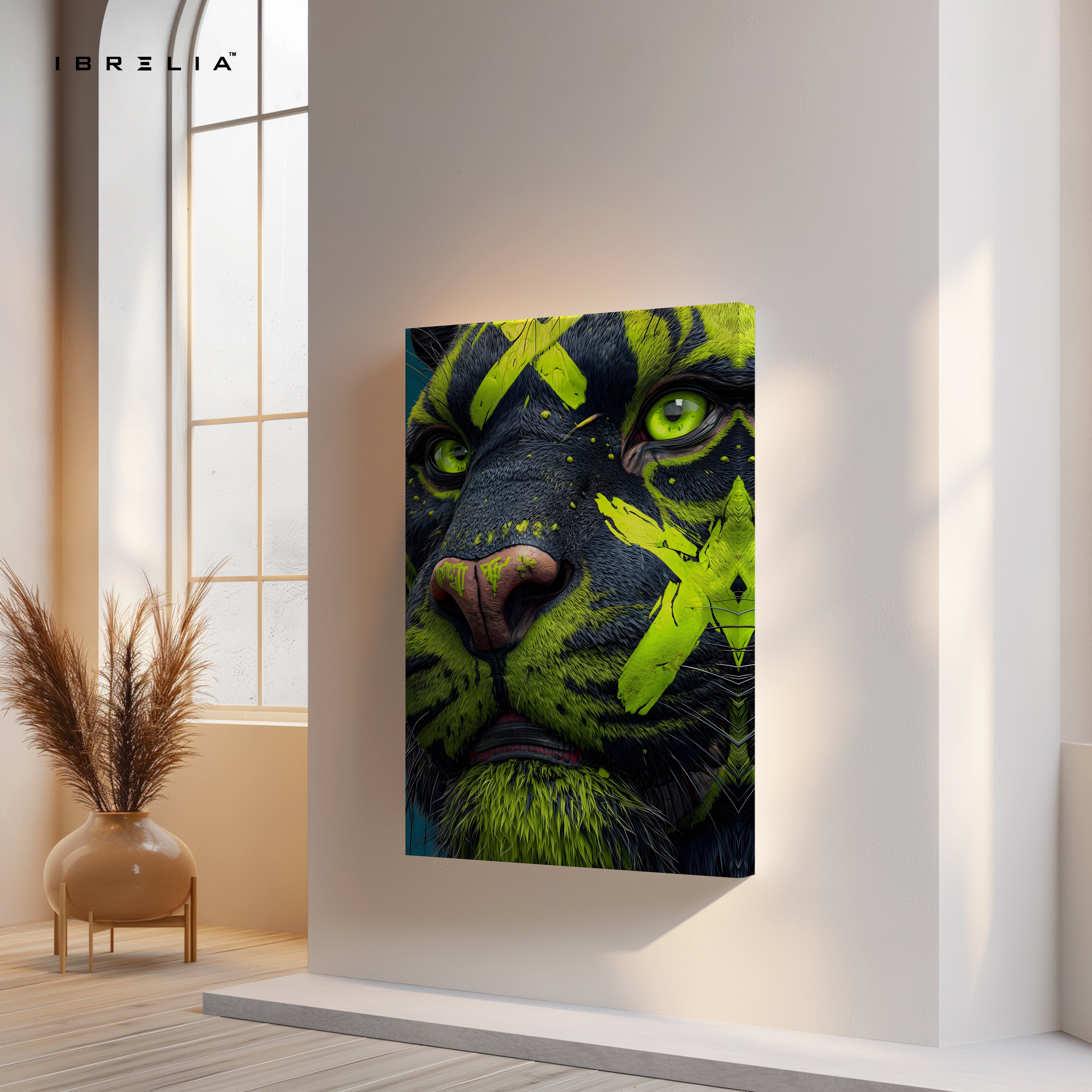 Neon Panther Close-Up Pop Art – 4K Ultra Wrap Frame Wall Art in Pakistan | IBRELIA™