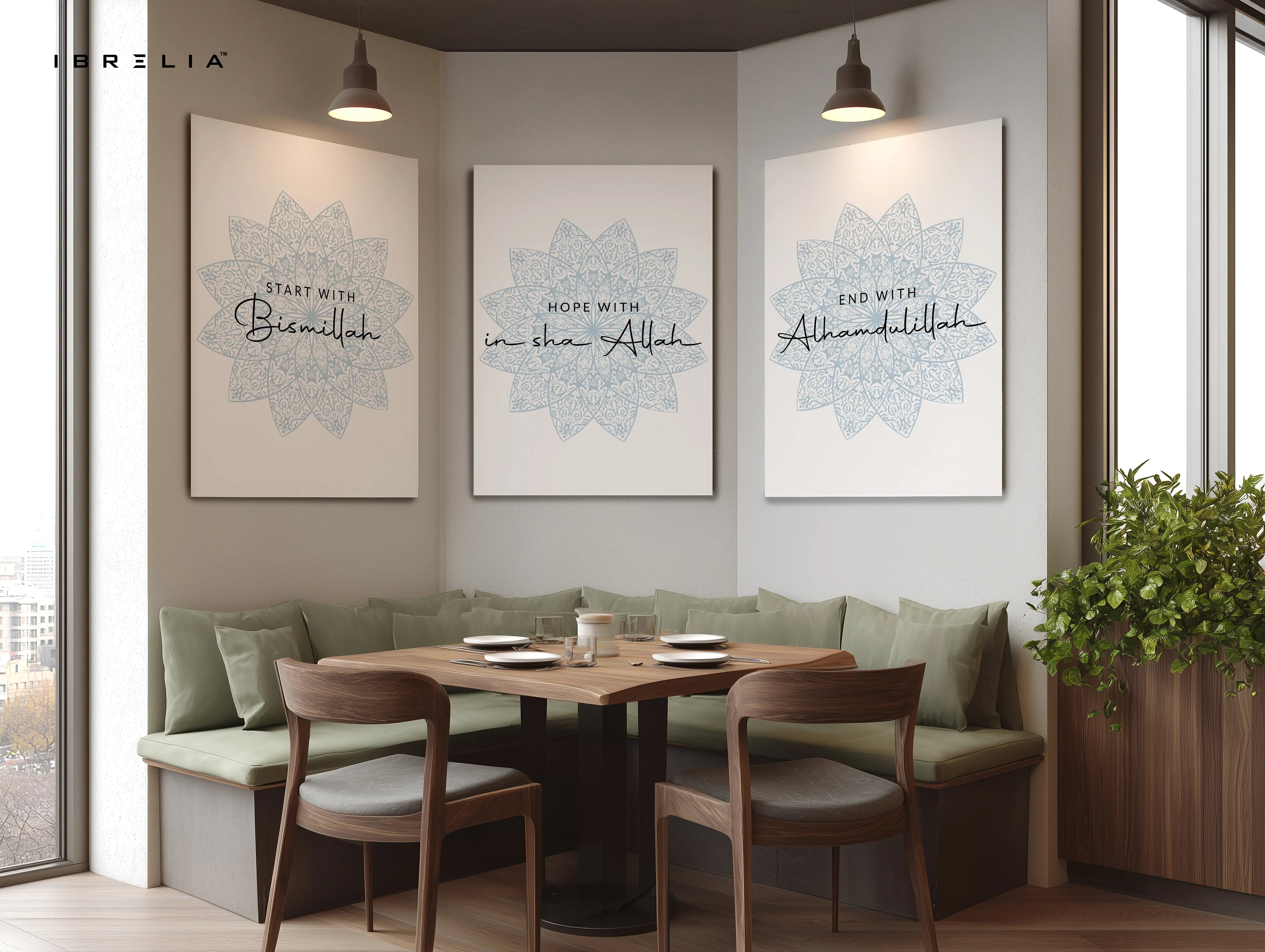 Bismillah InshaAllah Alhamdulillah 3 Panel Islamic 4K Ultra HD Wall Art in Pakistan | IBRELIA™ IBRELIA