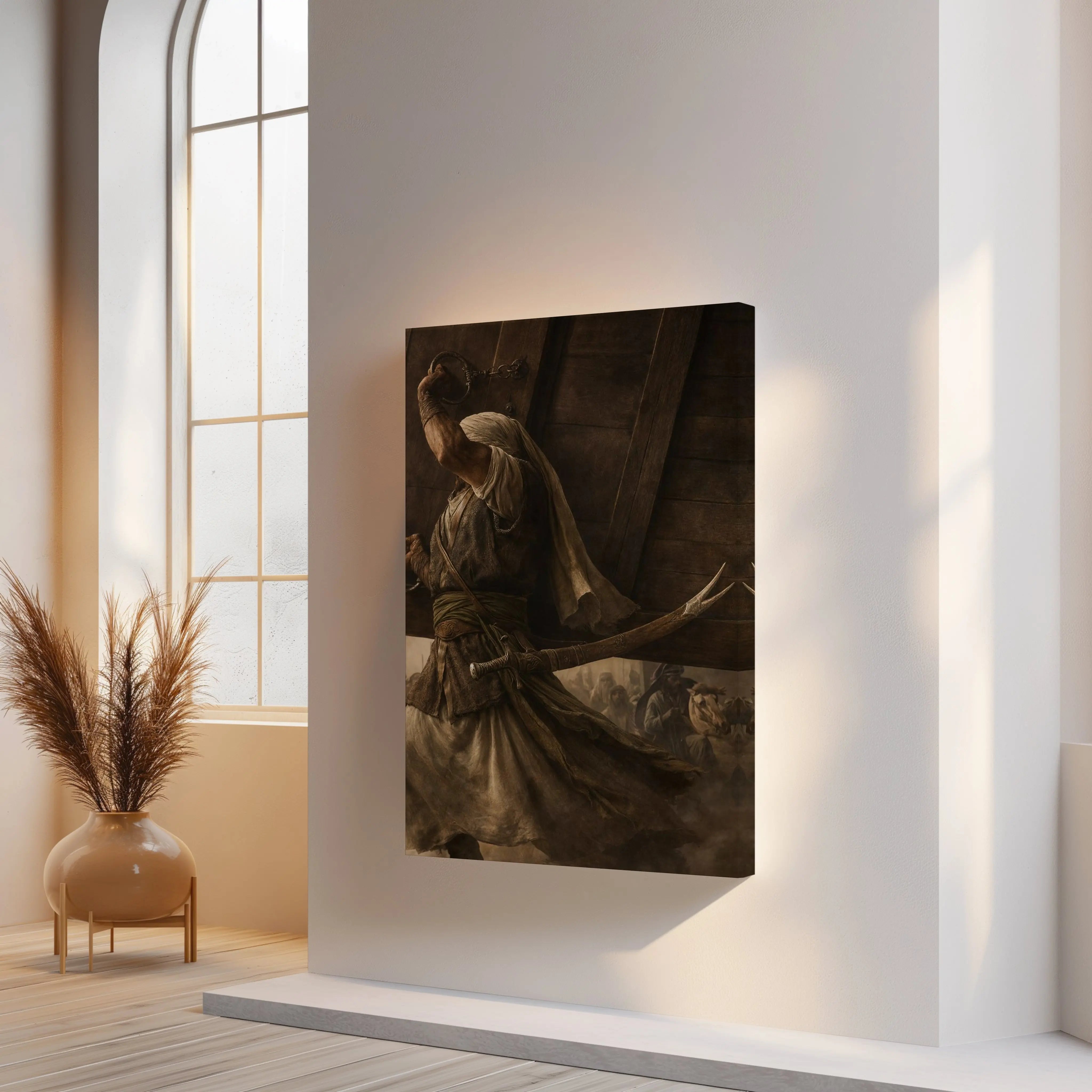 Warrior of Faith Strength Art – Islamic Historical Battle Scene | 4K Ultra Wrap Frame Wall Art in Pakistan | IBRELIA™ IBRELIA