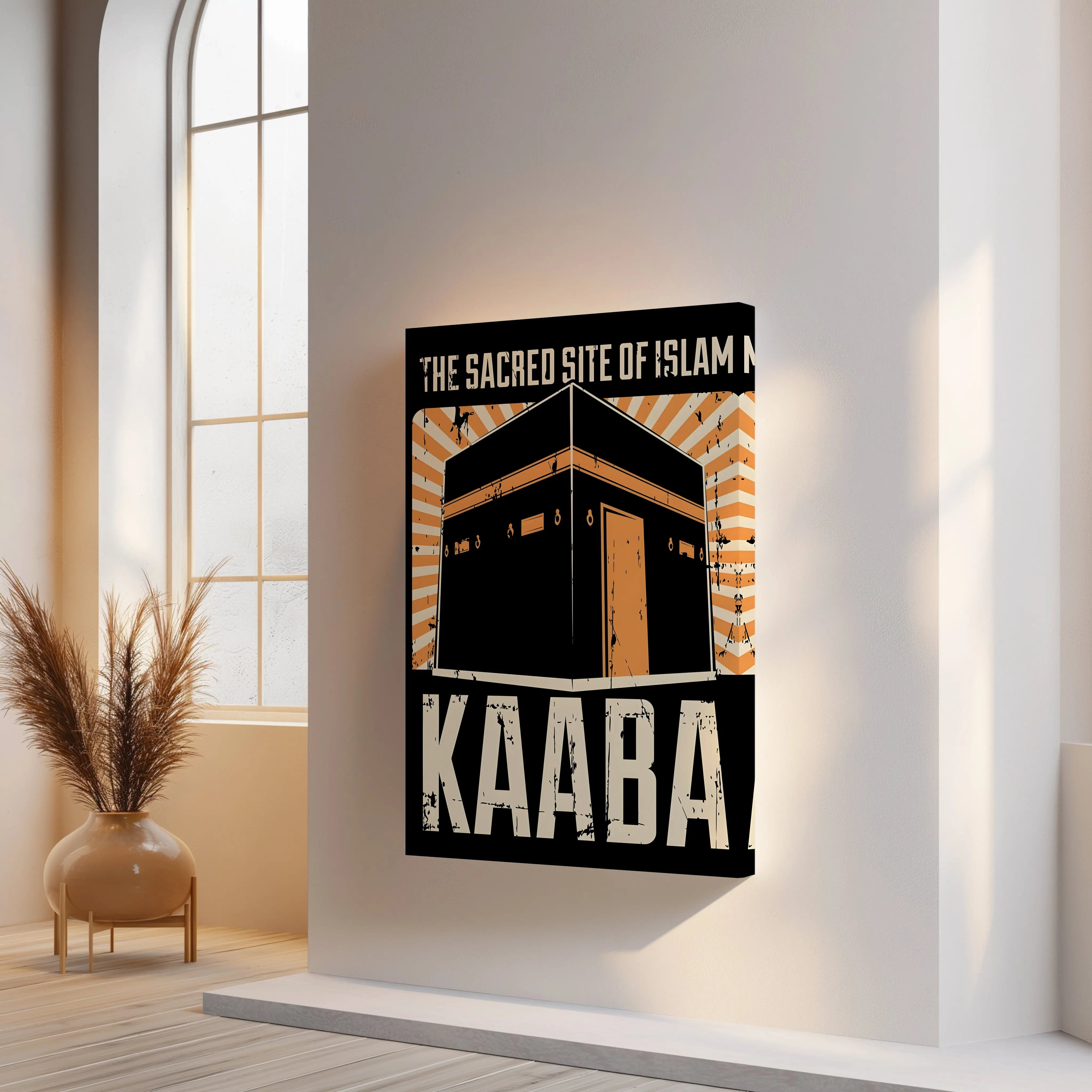 The Sacred Site of Islam – Kaaba Vintage Poster Art | 4K Ultra Wrap Frame Wall Art in Pakistan | IBRELIA™ IBRELIA