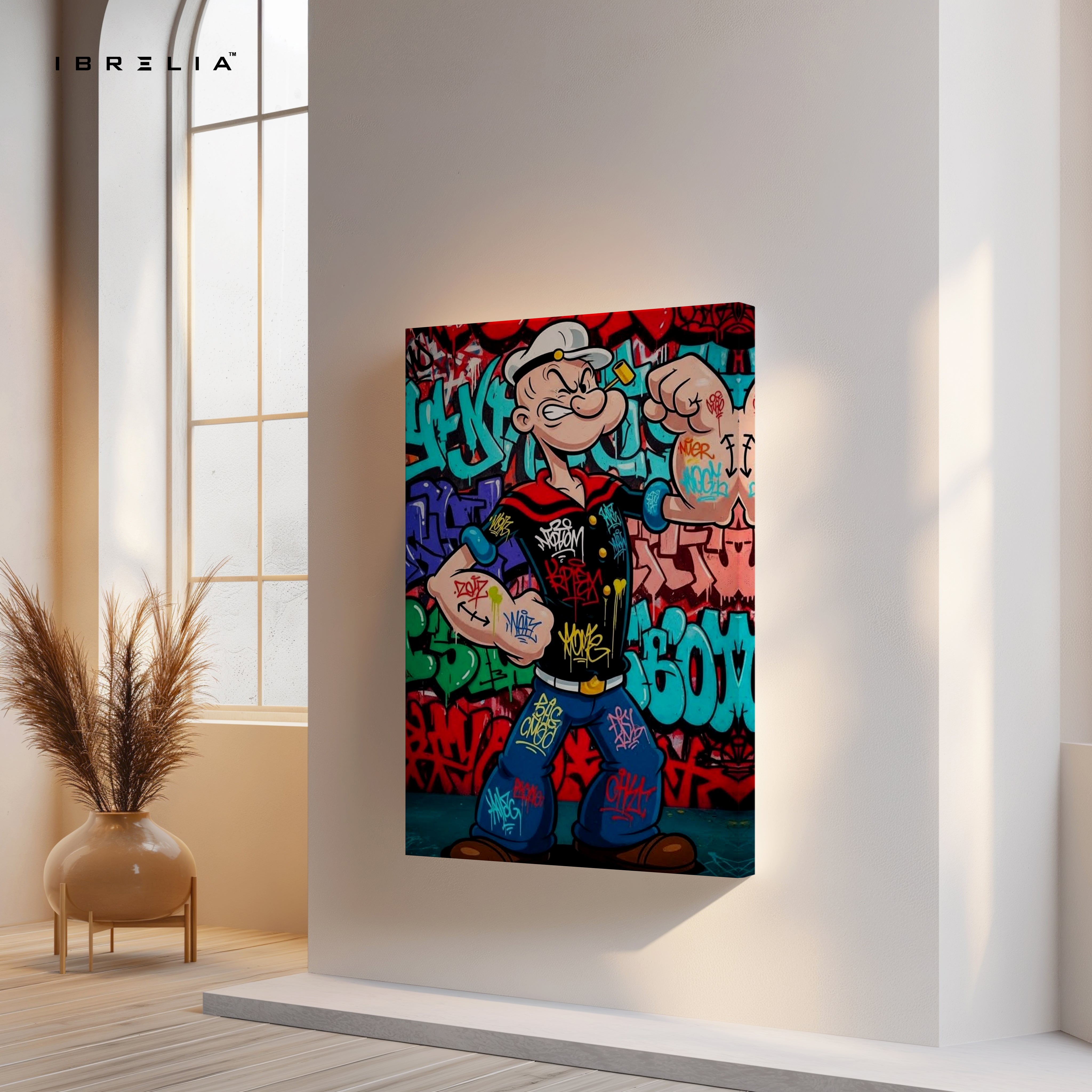 Popeye Street Power Graffiti Art – Urban Muscle Pop Art | 4K Ultra Wrap Frame Wall Art in Pakistan | IBRELIA™