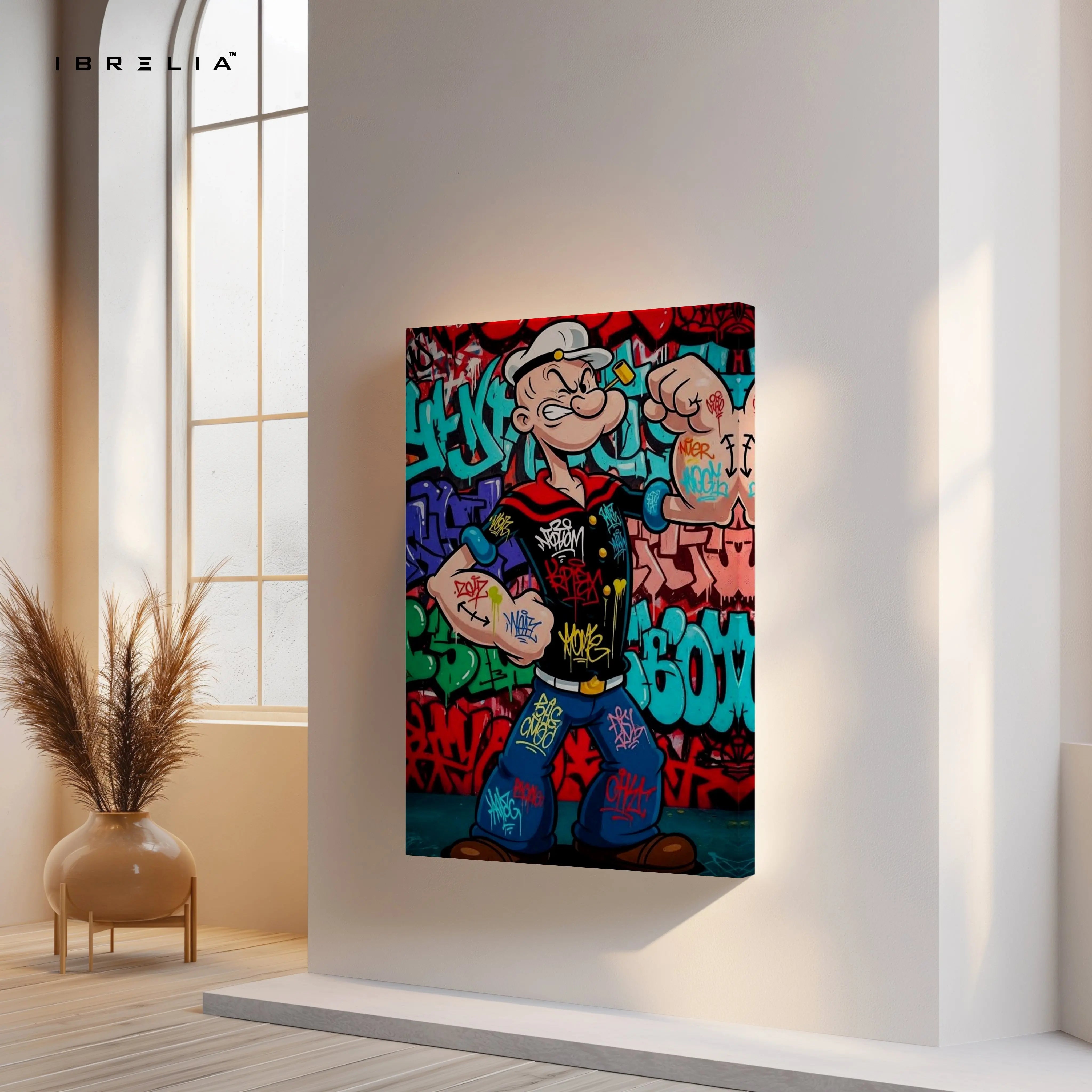 Popeye Street Power Graffiti Art – Urban Muscle Pop Art | 4K Ultra Wrap Frame Wall Art in Pakistan | IBRELIA™ IBRELIA