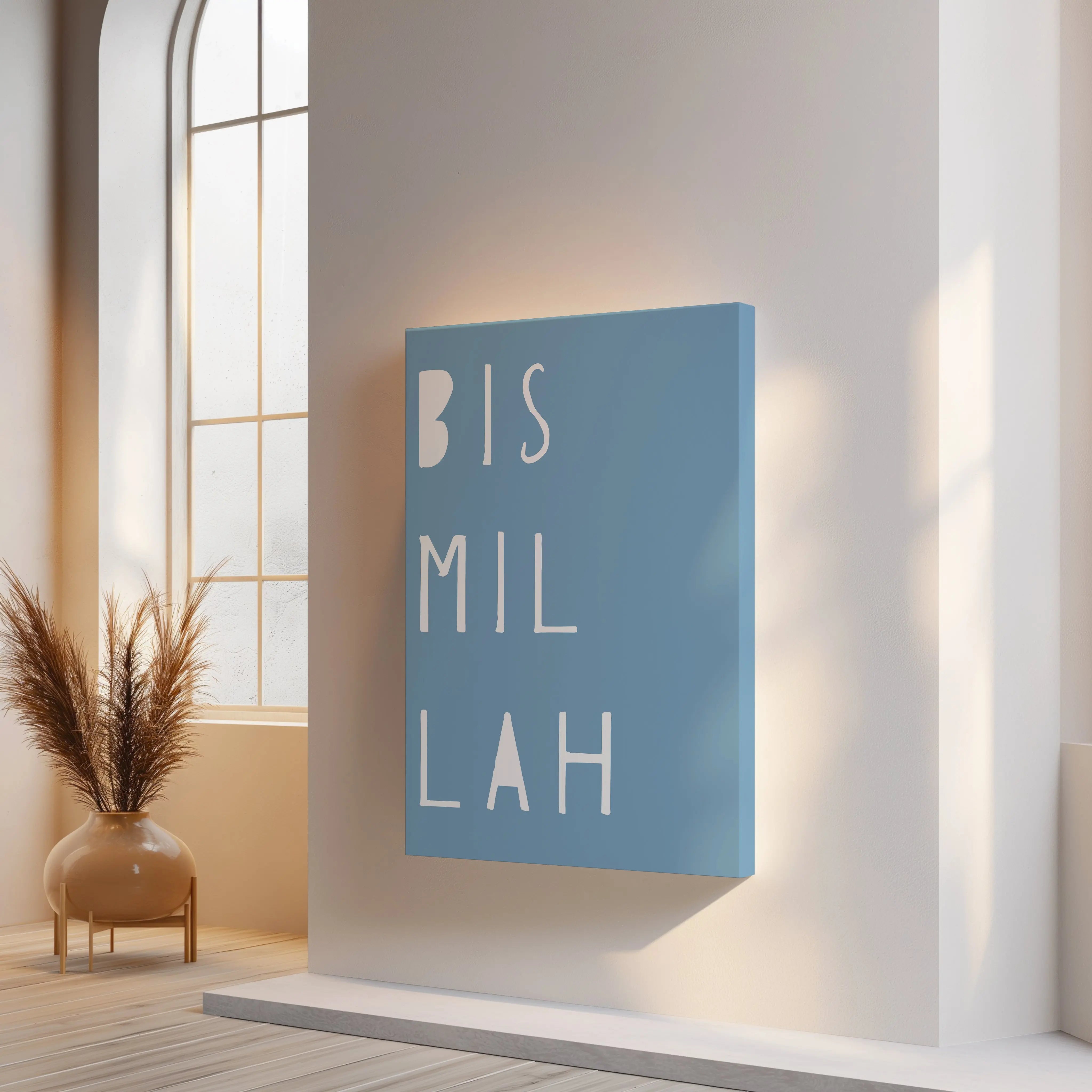 Bismillah Kids Wall Art – Minimal Islamic Nursery Decor | 4K Ultra Wrap Frame Wall Art in Pakistan | IBRELIA™ IBRELIA