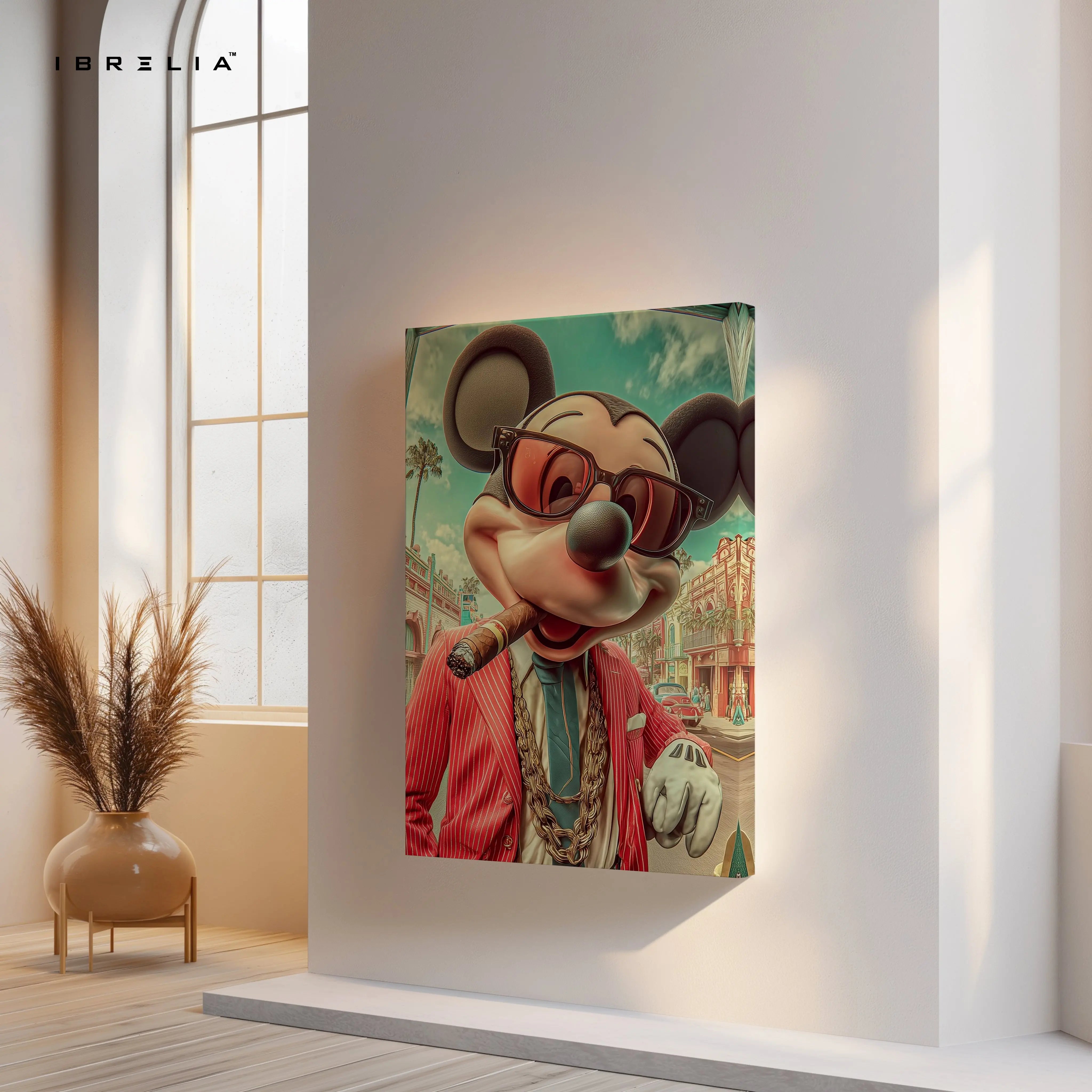 Luxury Mickey Mouse Wall Art – Mafia Style Cartoon Canvas Frame | Premium Street Art Decor Pakistan | IBRELIA™ IBRELIA
