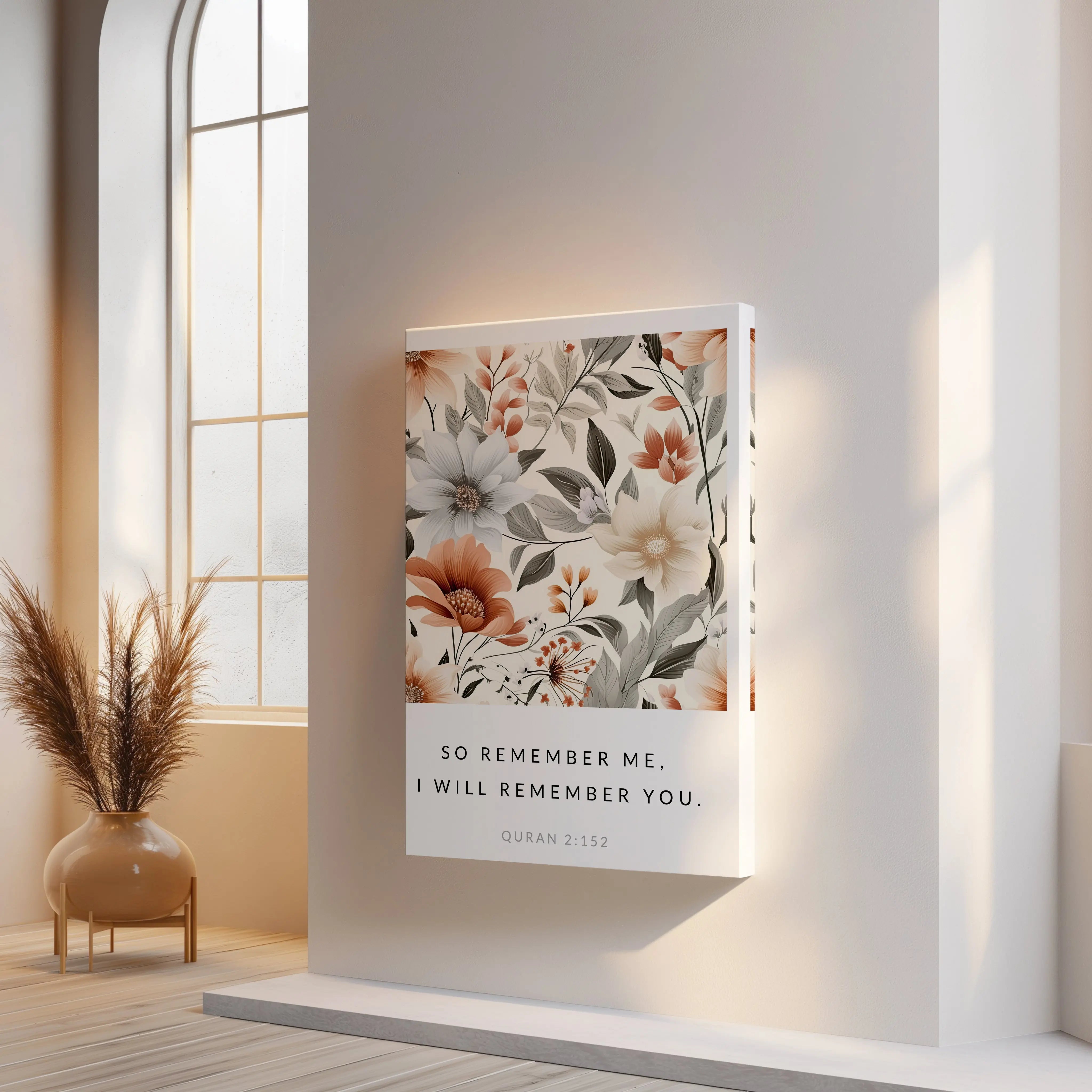 So Remember Me Islamic Wall Art – Quran 2:152 Floral Botanical Design | 4K Ultra Wrap Frame Wall Art in Pakistan | IBRELIA™ IBRELIA