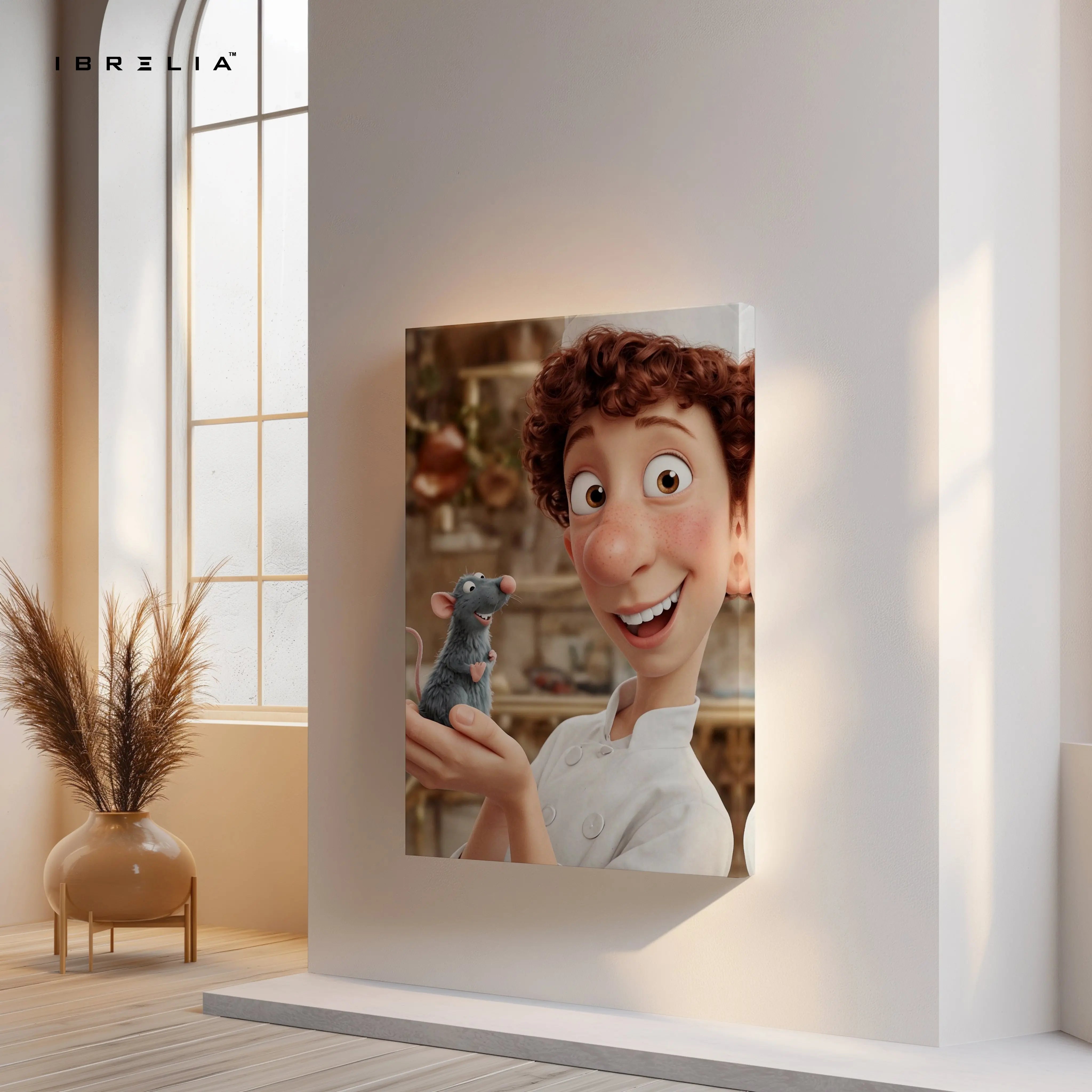 Chef & Rat Friendship Wall Art – Culinary Magic Canvas Frame | Animated Kitchen Scene Decor Pakistan | IBRELIA™ IBRELIA