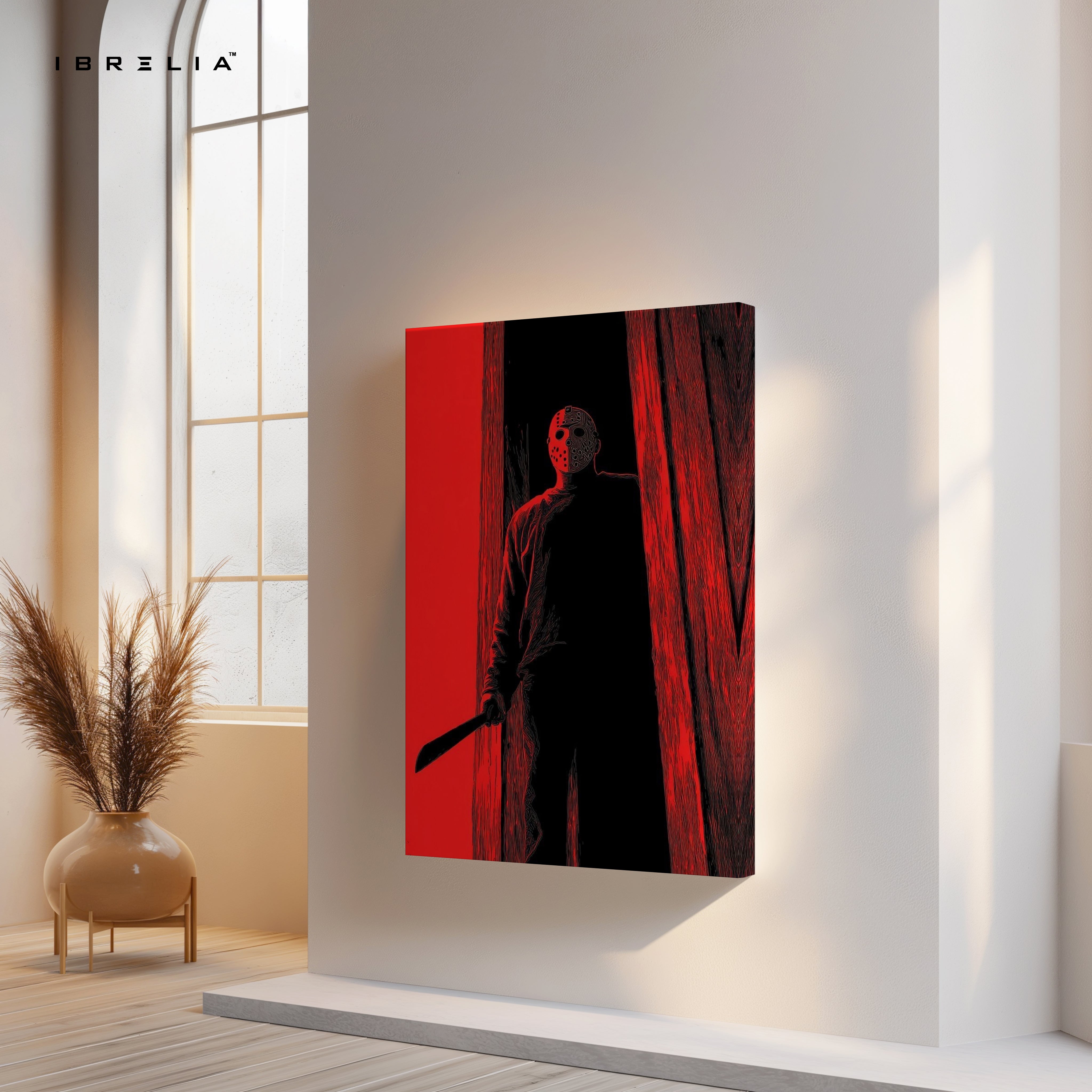 Crimson Threshold – Dark Psychological Noir Art | 4K Ultra Wrap Frame Wall Art in Pakistan | IBRELIA™