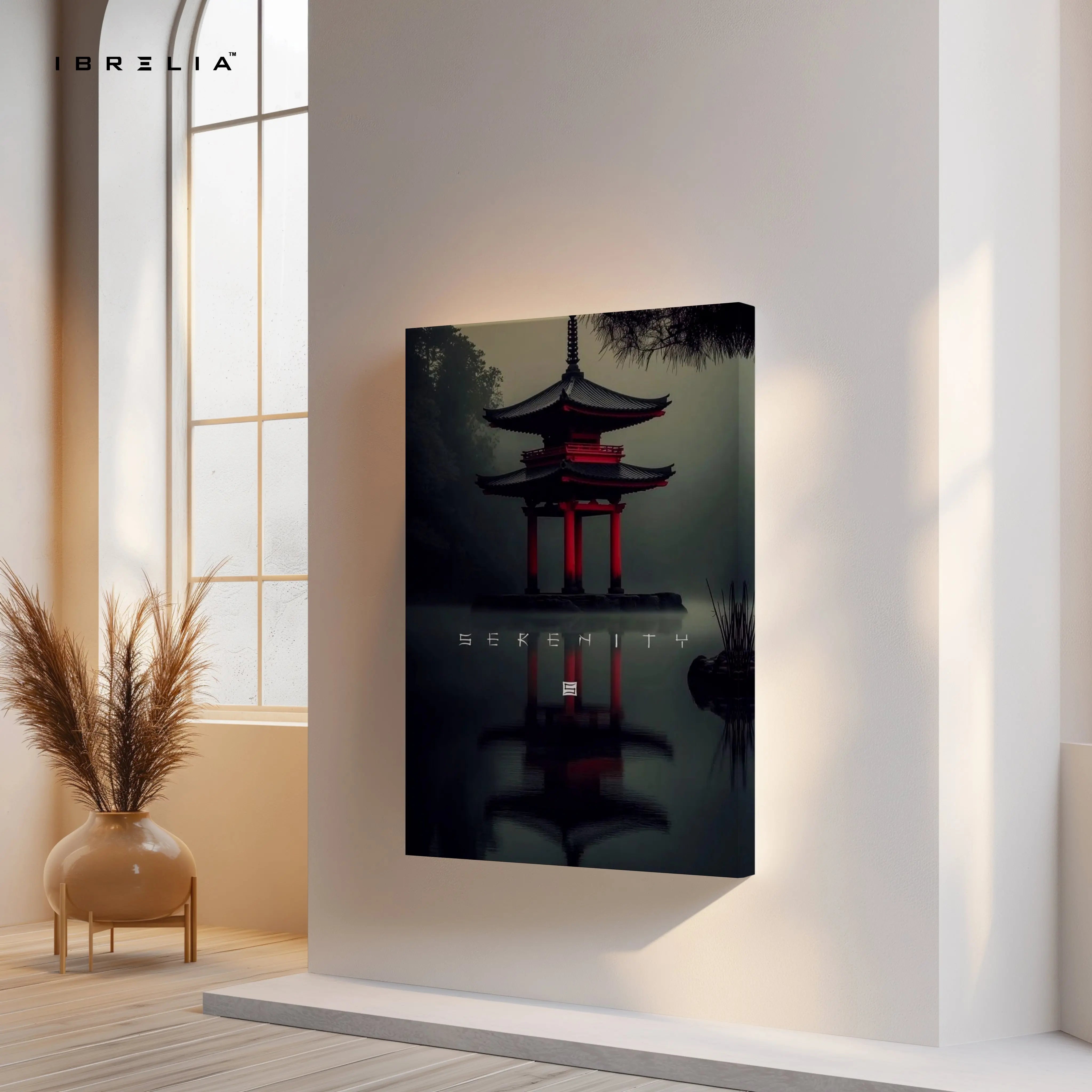 Serenity Pagoda Reflection Art – Zen Minimal Japanese Temple Wall Art | 4K Ultra Wrap Frame Wall Art in Pakistan | IBRELIA™ IBRELIA
