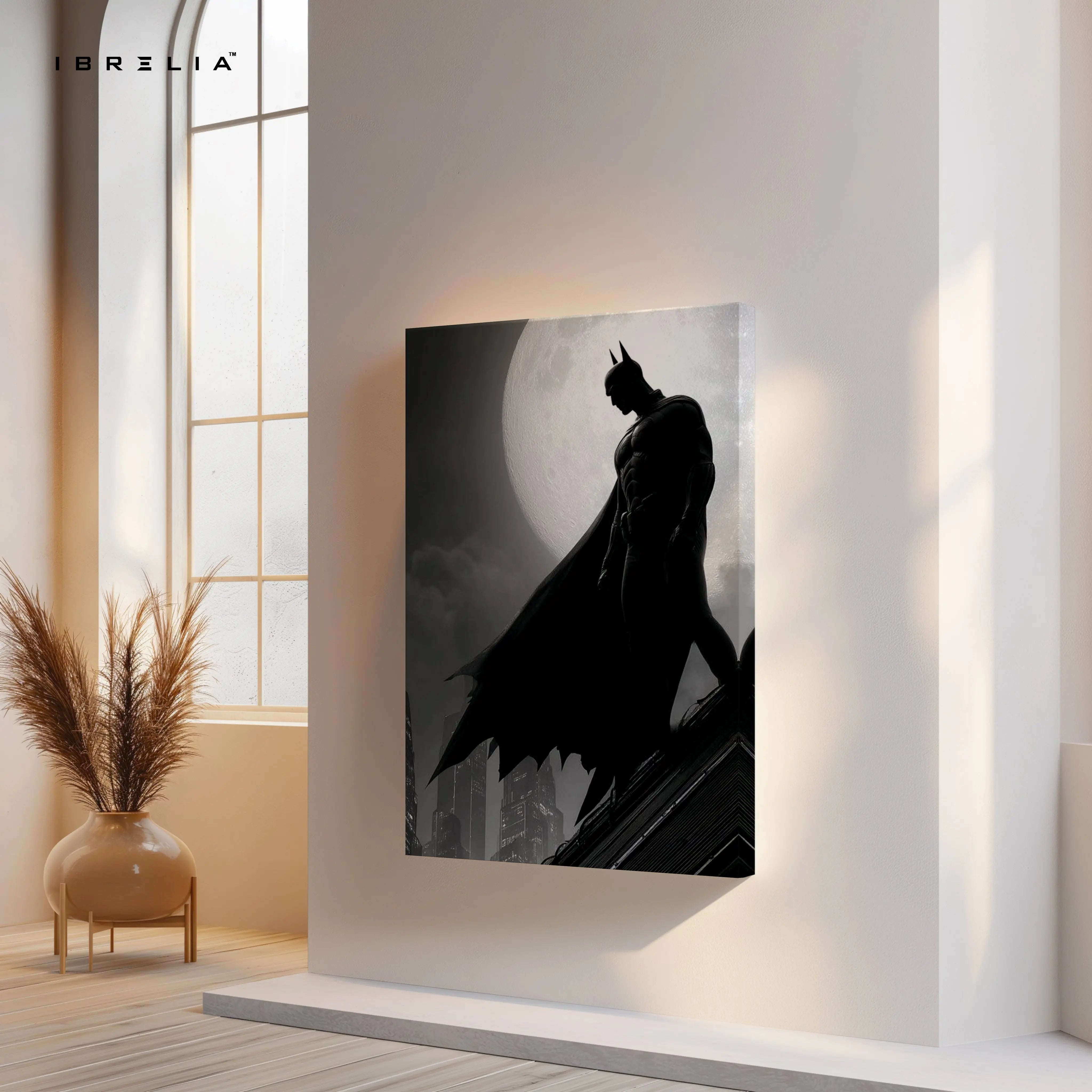 Dark Knight Vigil – Batman Moon Silhouette Art | 4K Ultra Wrap Frame Wall Art in Pakistan | IBRELIA™ IBRELIA