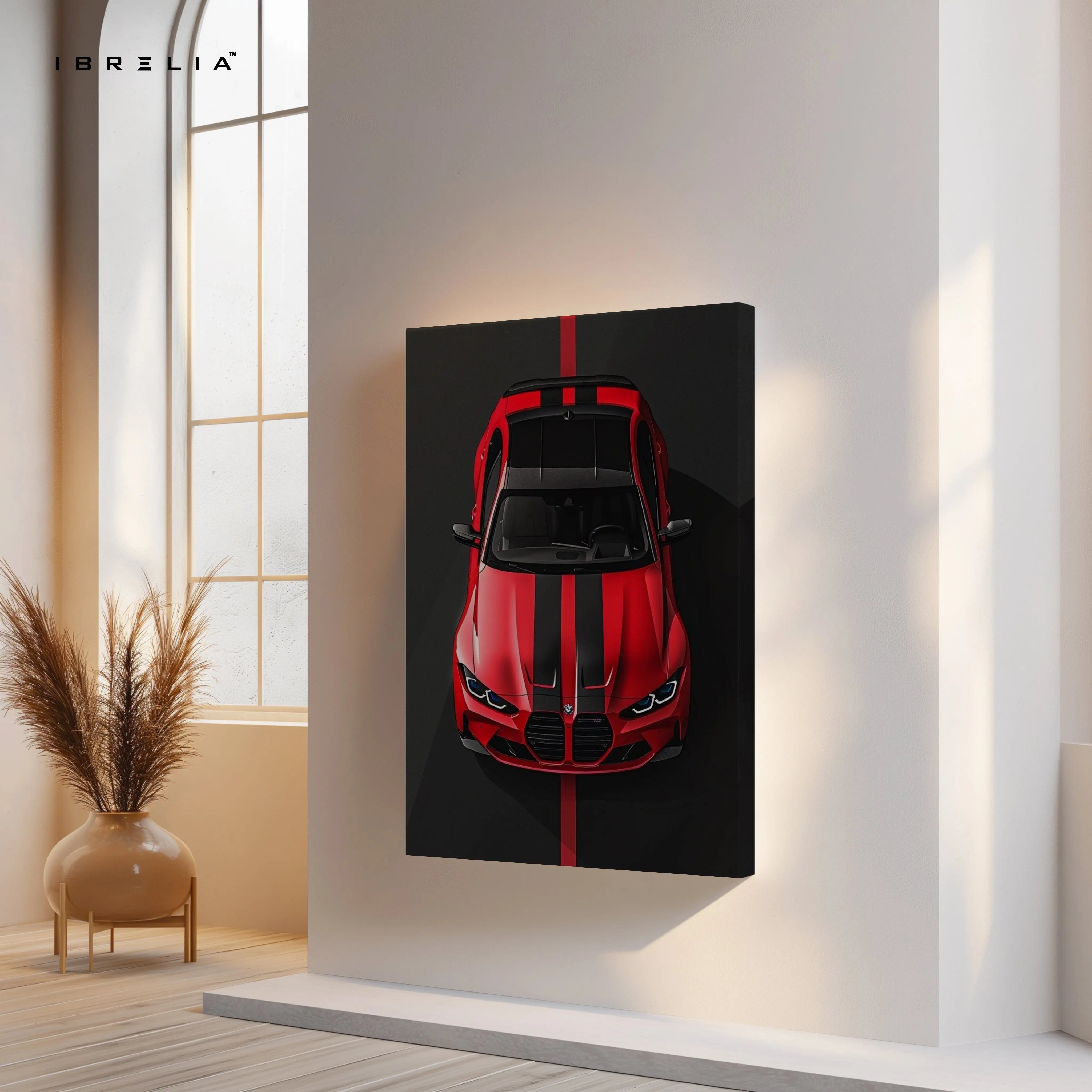 BMW Red Sport Top View – 4K Ultra Wrap Frame Wall Art | IBRELIA™ IBRELIA