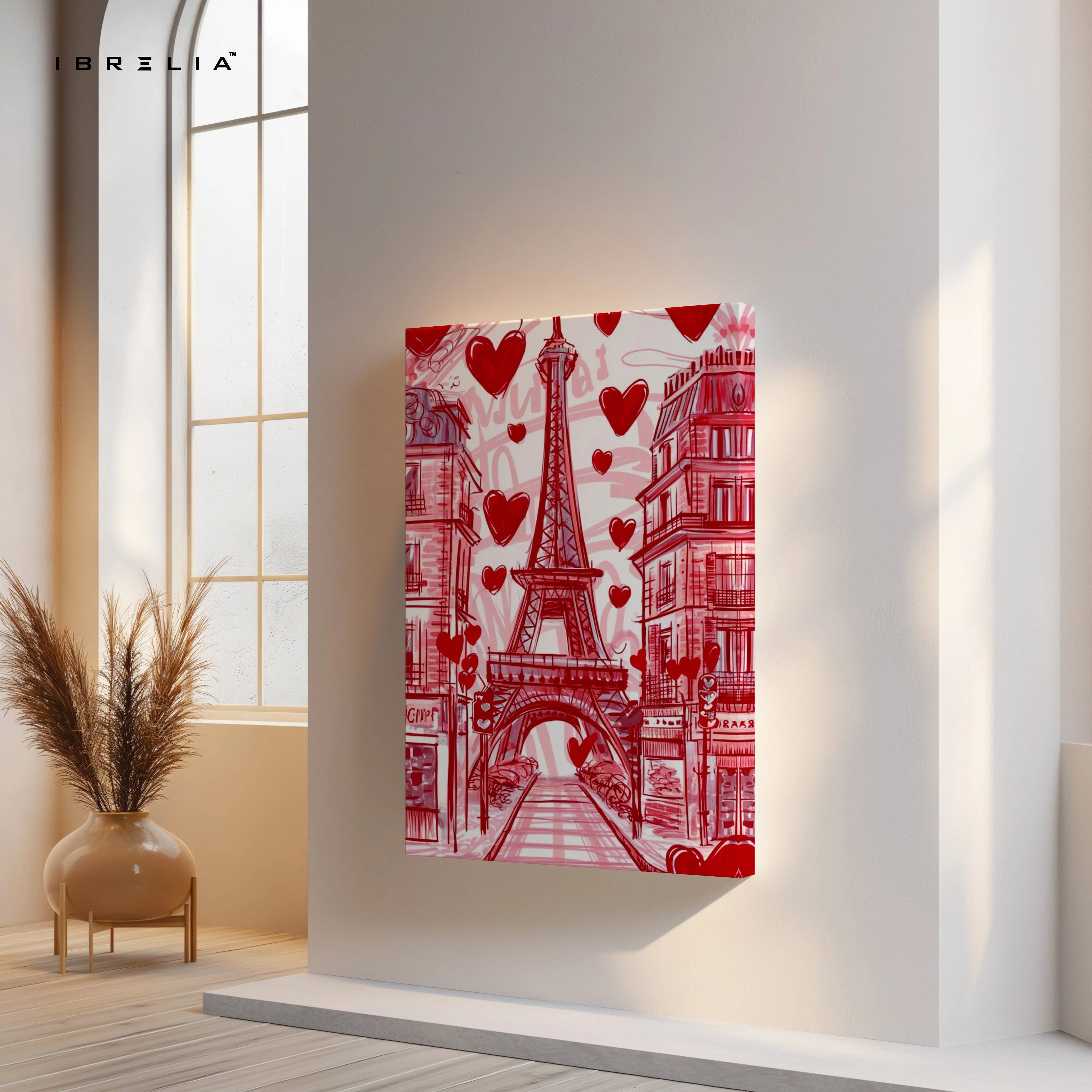 Paris Eiffel Tower Love Wall Art – Romantic Red Canvas Frame | Paris Aesthetic Poster Pakistan | IBRELIA™ IBRELIA