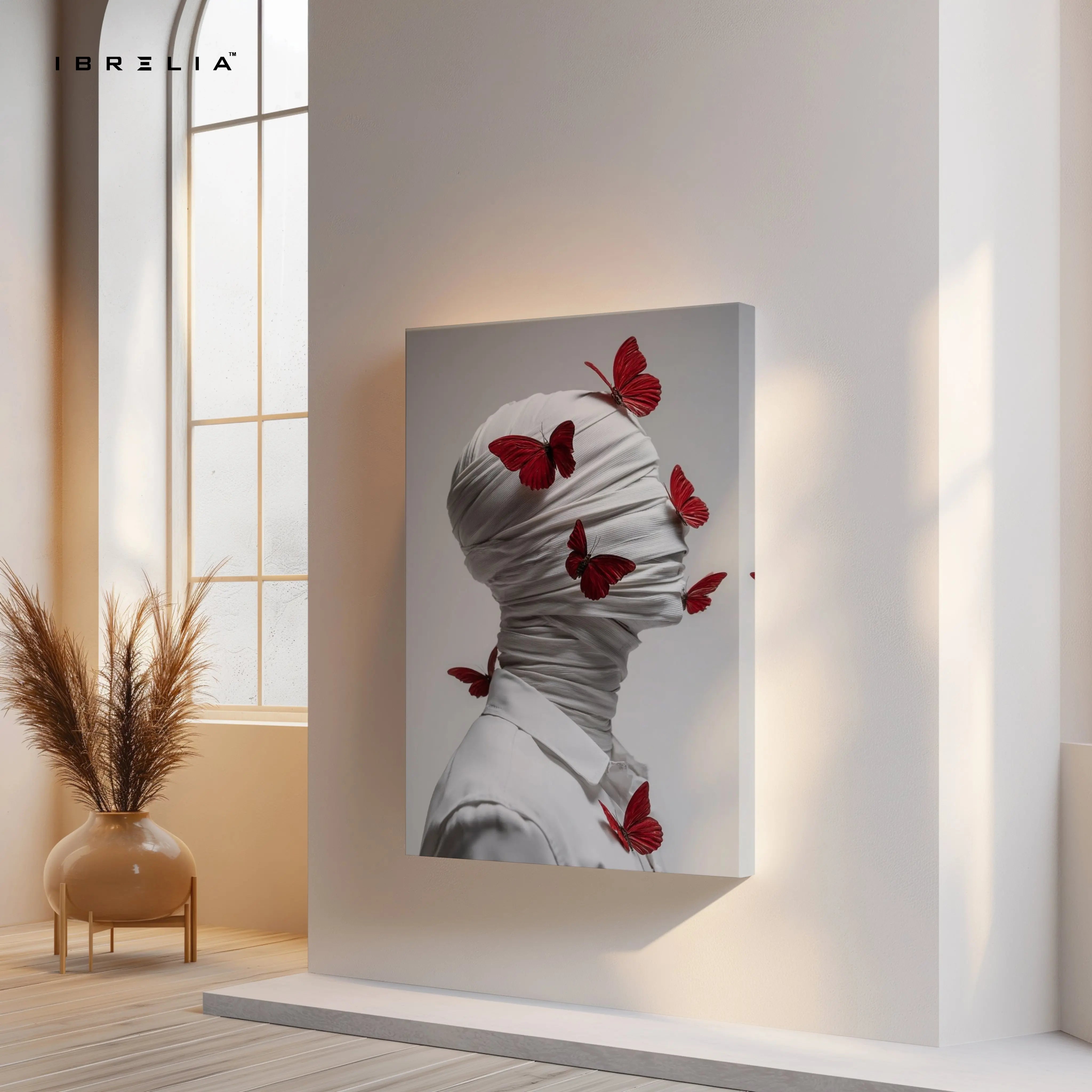Crimson Butterflies Silence Art – 4K Ultra Wrap Frame Wall Art in Pakistan | IBRELIA™ IBRELIA