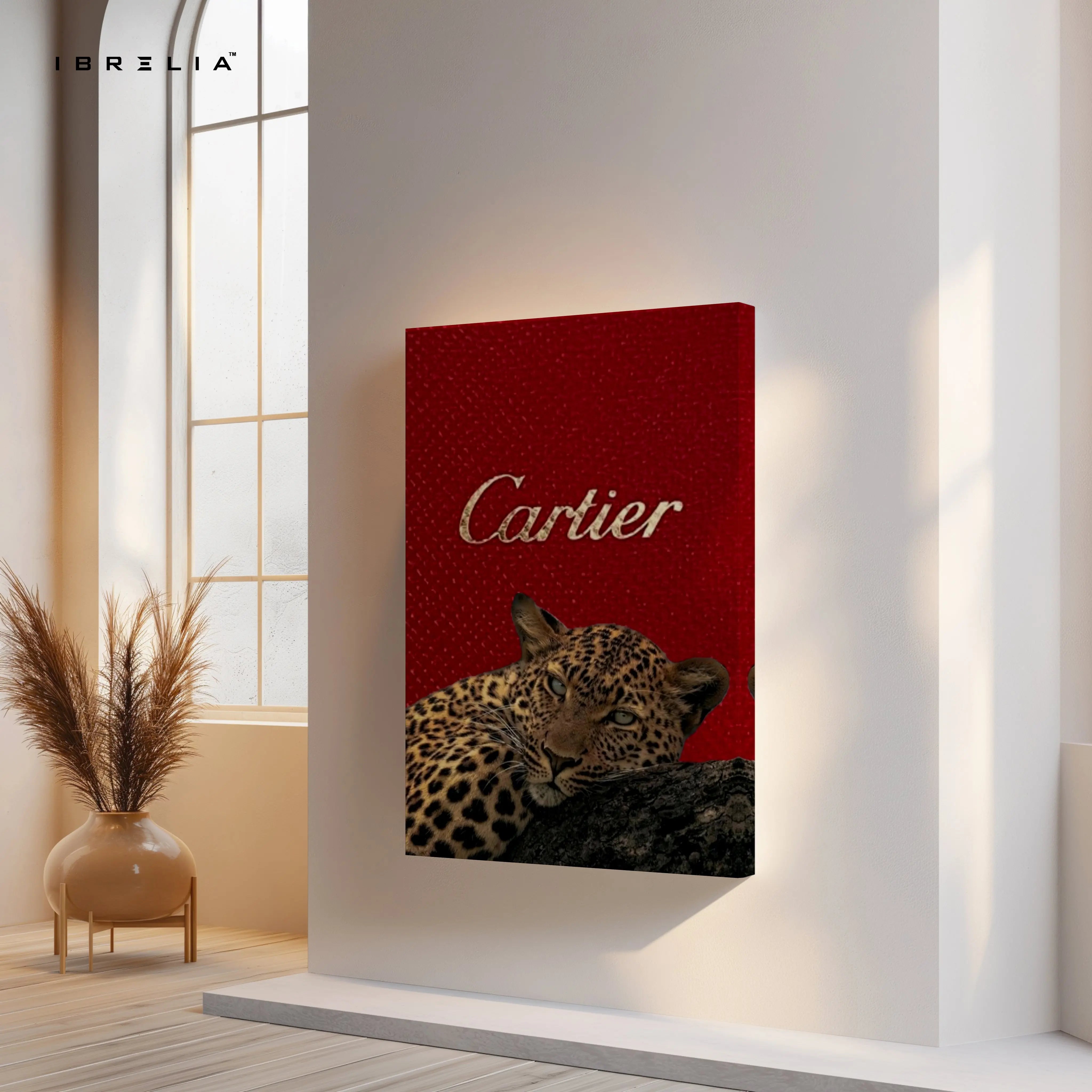 Leopard Prestige Red Art – Luxury Jewelry-Inspired Wild Aesthetic Wall Art | 4K Ultra Wrap Frame Wall Art in Pakistan | IBRELIA™ IBRELIA