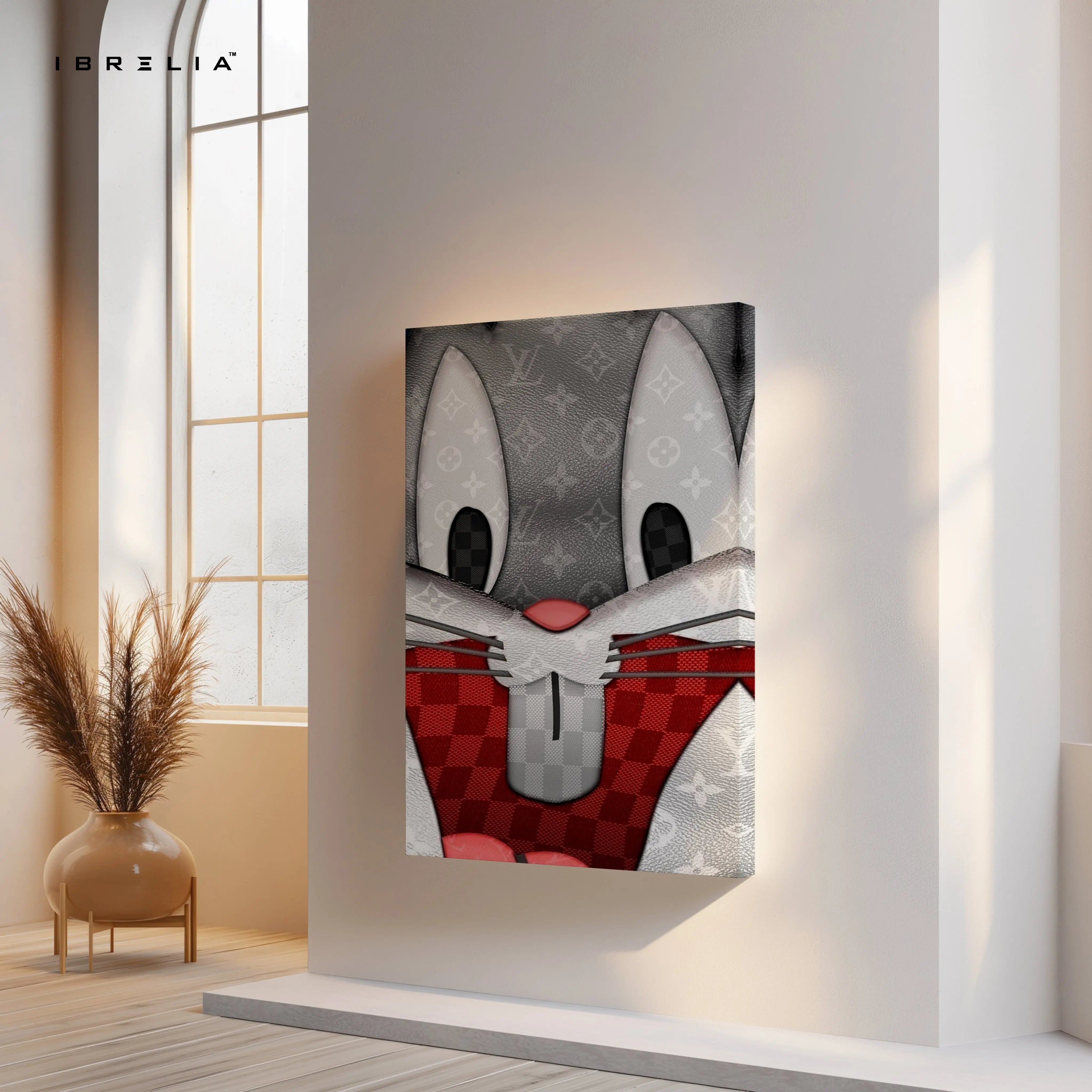 Luxury Cartoon Bunny Wall Art – Designer Pattern Aesthetic Canvas Frame | Cute Minimal Character Poster Pakistan | IBRELIA™ IBRELIA