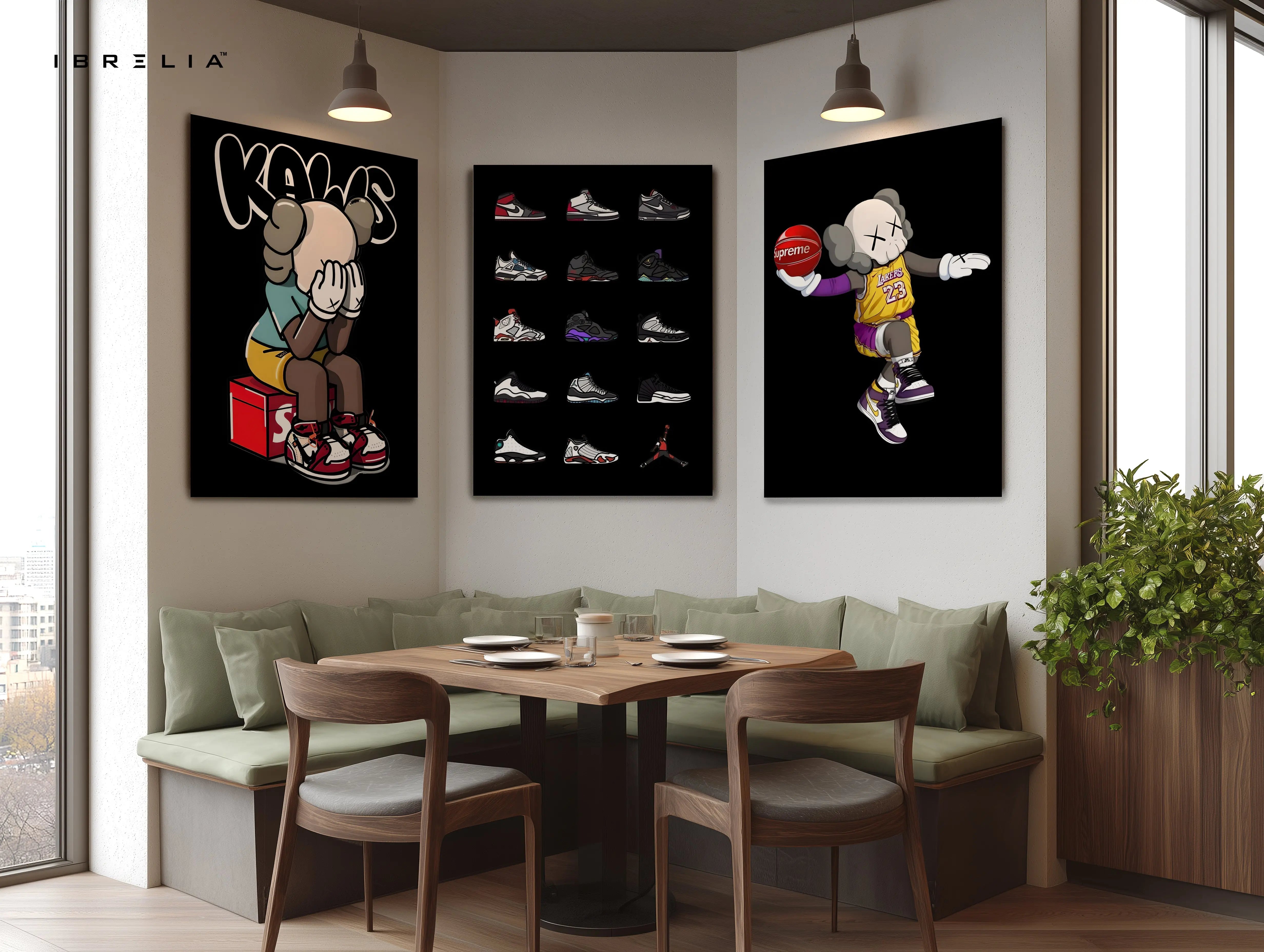 KAWS Sneaker Street Art 3 Panel 4K Ultra HD Wall Art in Pakistan | IBRELIA™ IBRELIA