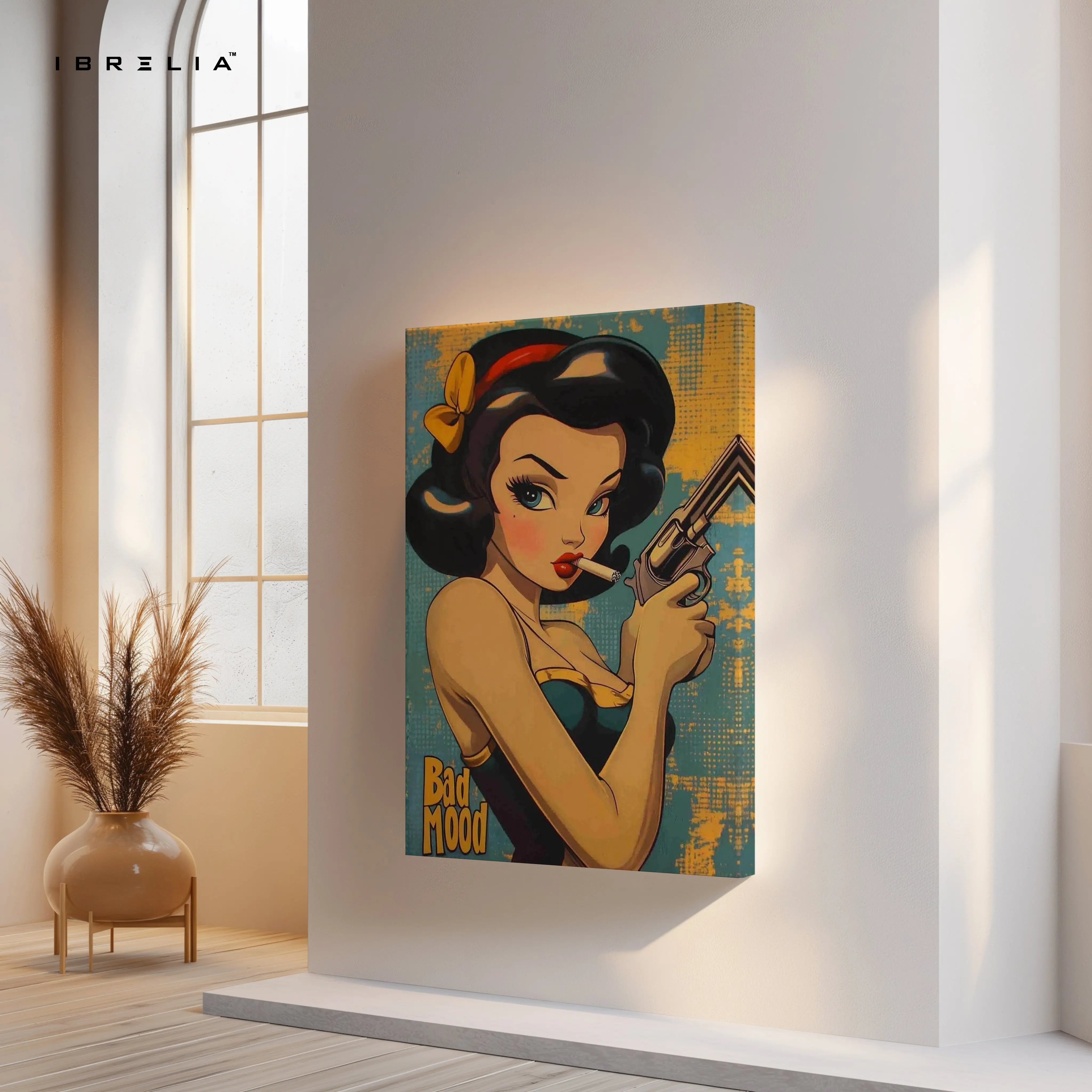 Bad Mood Pin-Up Noir – Vintage Femme Fatale Pop Art | 4K Ultra Wrap Frame Wall Art in Pakistan | IBRELIA™ IBRELIA